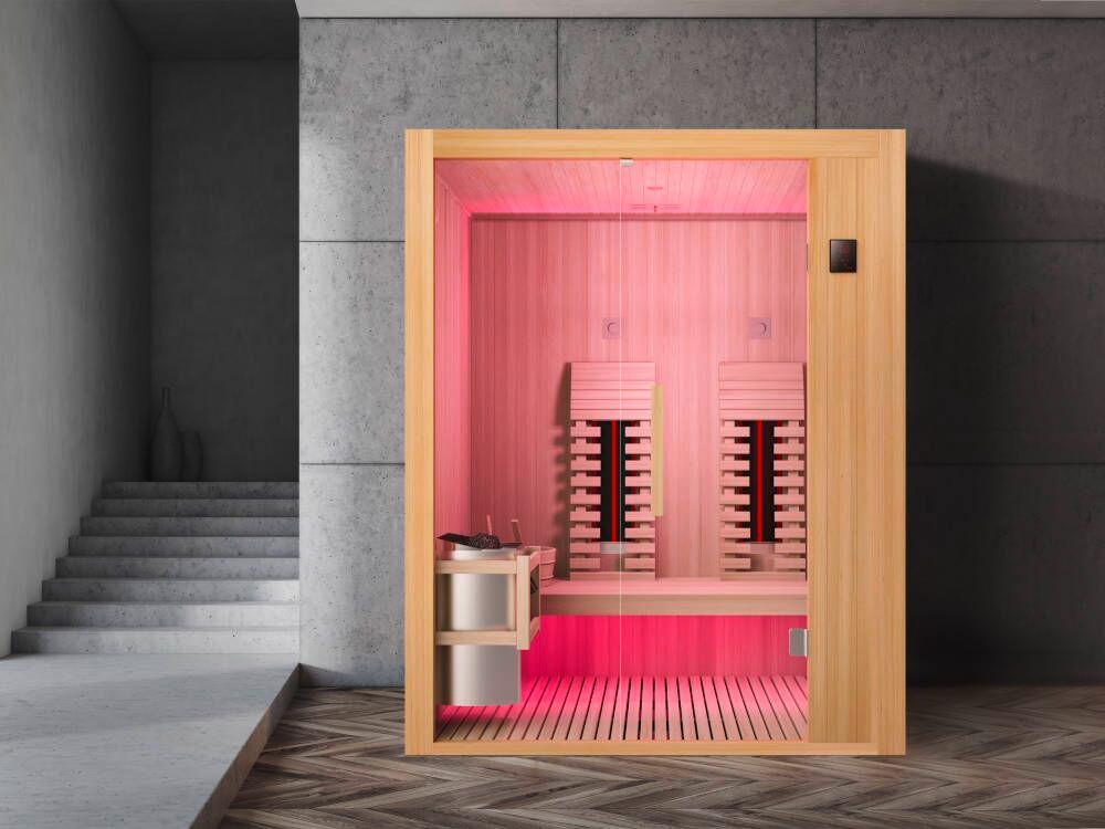Infrarotkabine Sauna Alaska 2 Personen - Naturfarben, Basics, Glas/Holz (110/200/160cm) - Sanotechnik