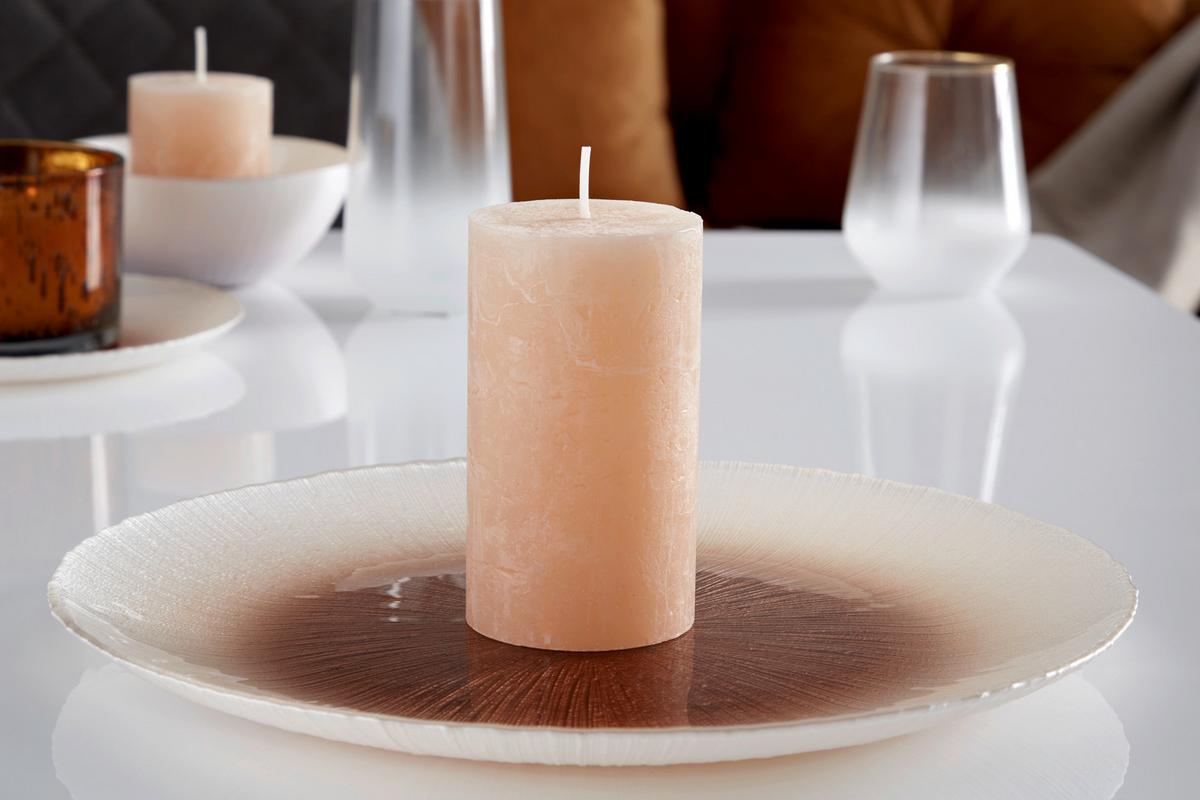 Stumpenkerze Saphira Creme D/H: 6,8/12 cm - Hellbraun/Creme, Basics (6,8/12cm) - Ondega