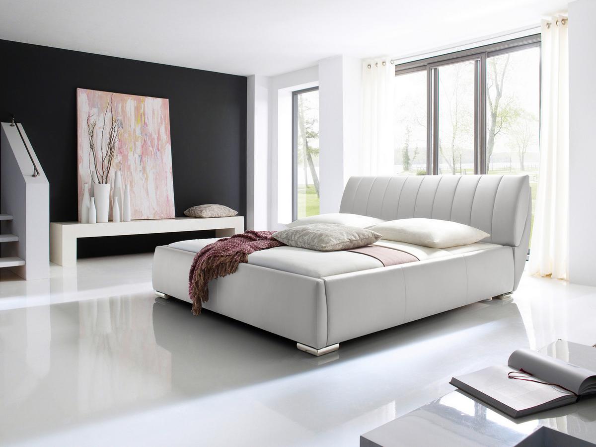 Polsterbett Mit Bettkasten + Lattenrost 180x200 Cm Bern - Chromfarben/Weiß, Design, Holz/Textil (180/200cm) - Xora