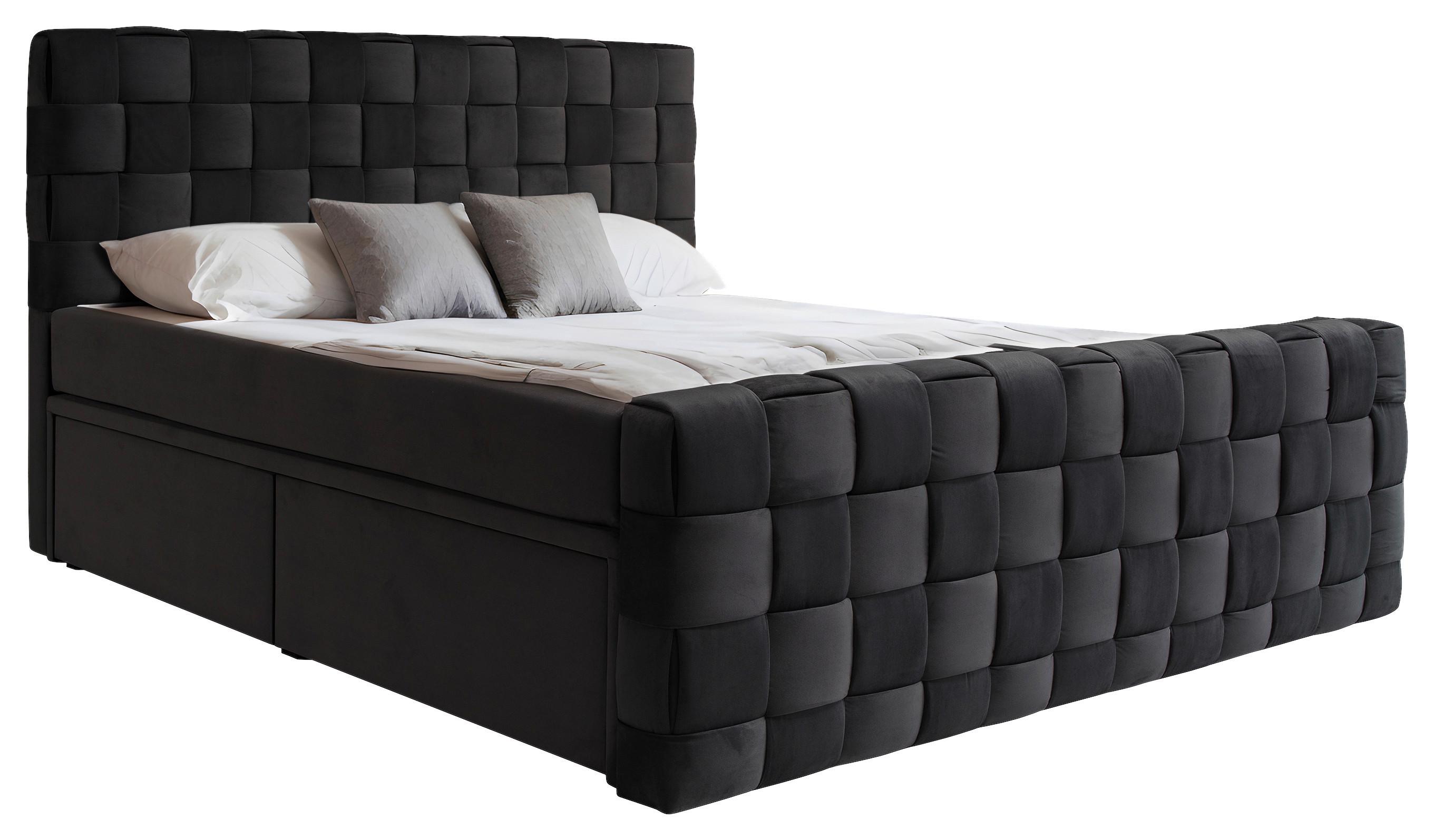 Boxbett Zante Schwarz Lf: 160x200 Cm - Schwarz, MODERN, Textil (160/200cm) - Livetastic