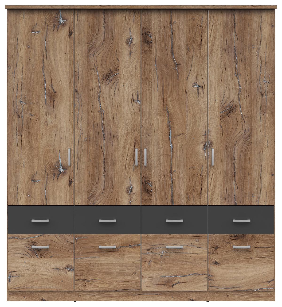 Drehtürenschrank 181 Cm Brando Eiche Dekor/graphitfarben - Eichefarben/Graphitfarben, KONVENTIONELL, Holzwerkstoff (181/199/58cm)