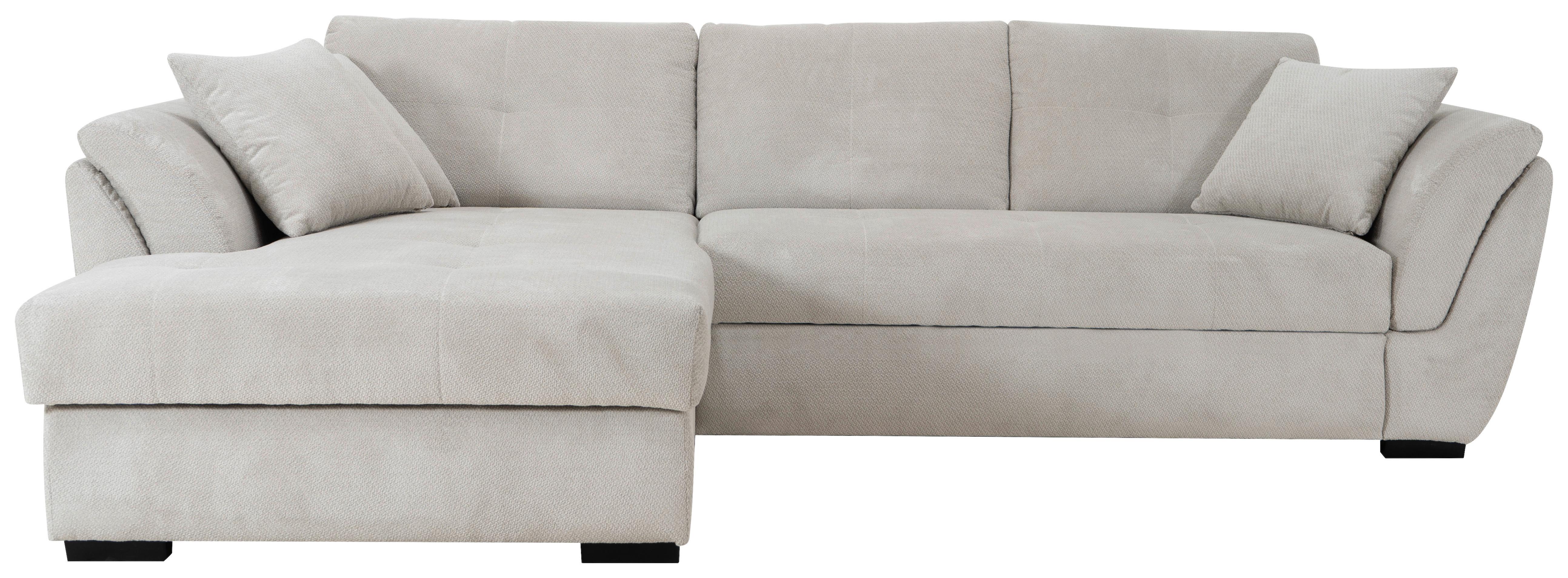 Ecksofa Berisso New Greige, Lf: 121x215 cm - Greige/Schwarz, KONVENTIONELL, Textil (187/278cm) - Ondega