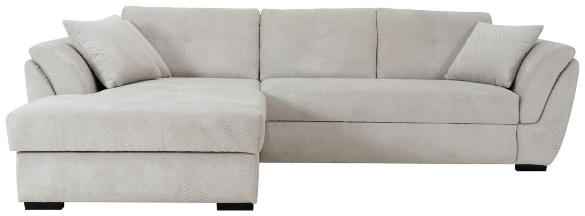 Ecksofa Berisso New Greige, Lf: 121x215 cm - Greige/Schwarz, KONVENTIONELL, Textil (187/278cm) - Ondega