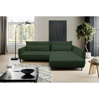 Ecksofa Abriamo Dunkelgrün 273x204 cm - Dunkelgrün/Creme, Design, Textil (273/204cm) - MID.YOU