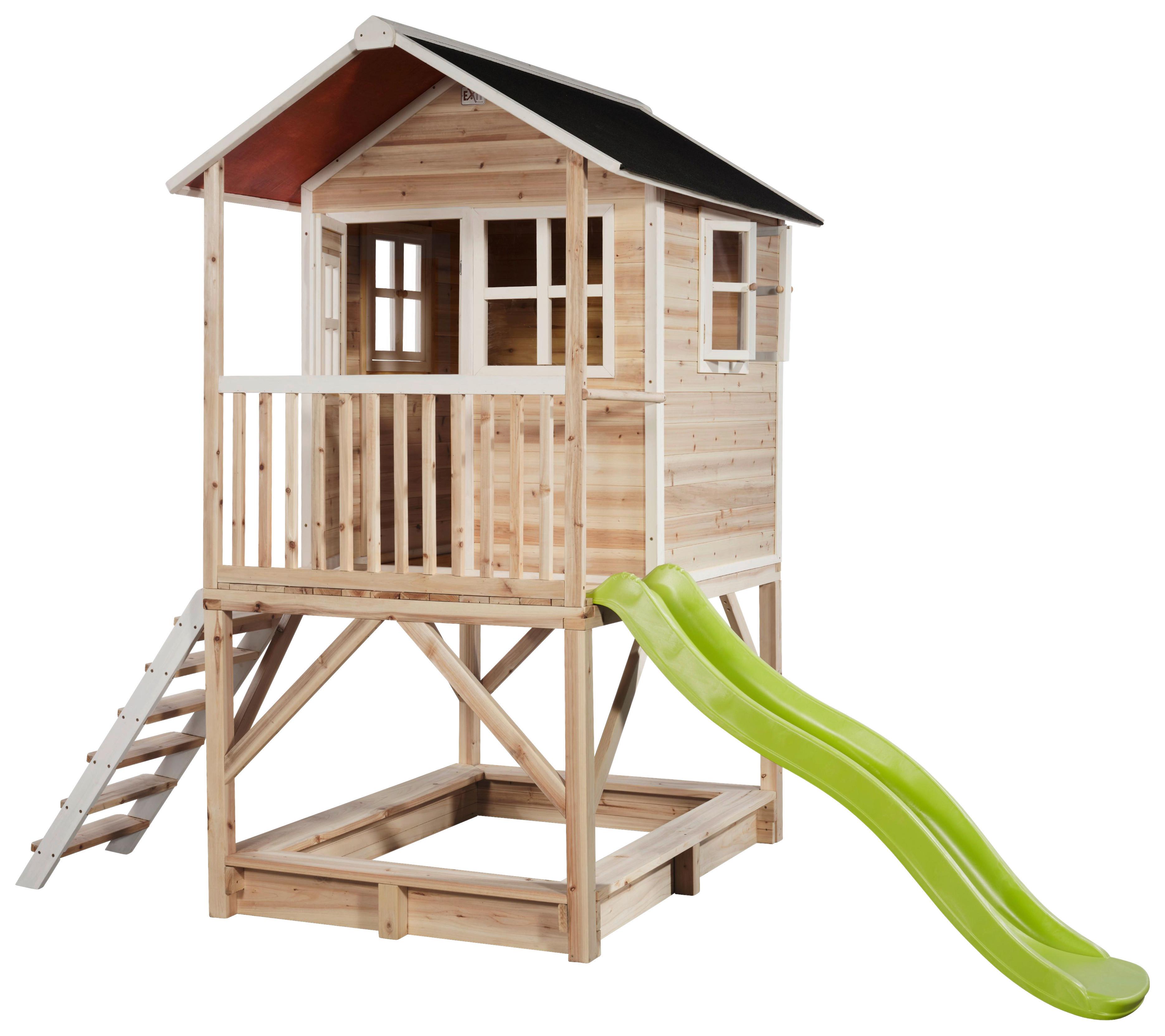 Stelzenhaus Mit Rutsche Naturfarben Exit Loft 500 - Limette/Naturfarben, KONVENTIONELL, Holz (329/190/253cm) - EXIT Toys