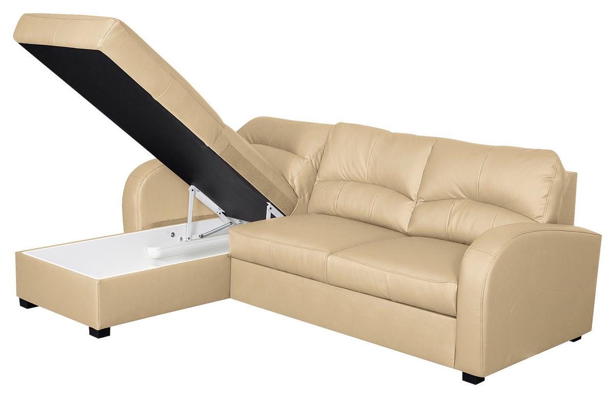 Ecksofa Tilo Beige S: 168 cm - Beige/Schwarz, Design, Leder/Textil (168/227cm) - Livetastic