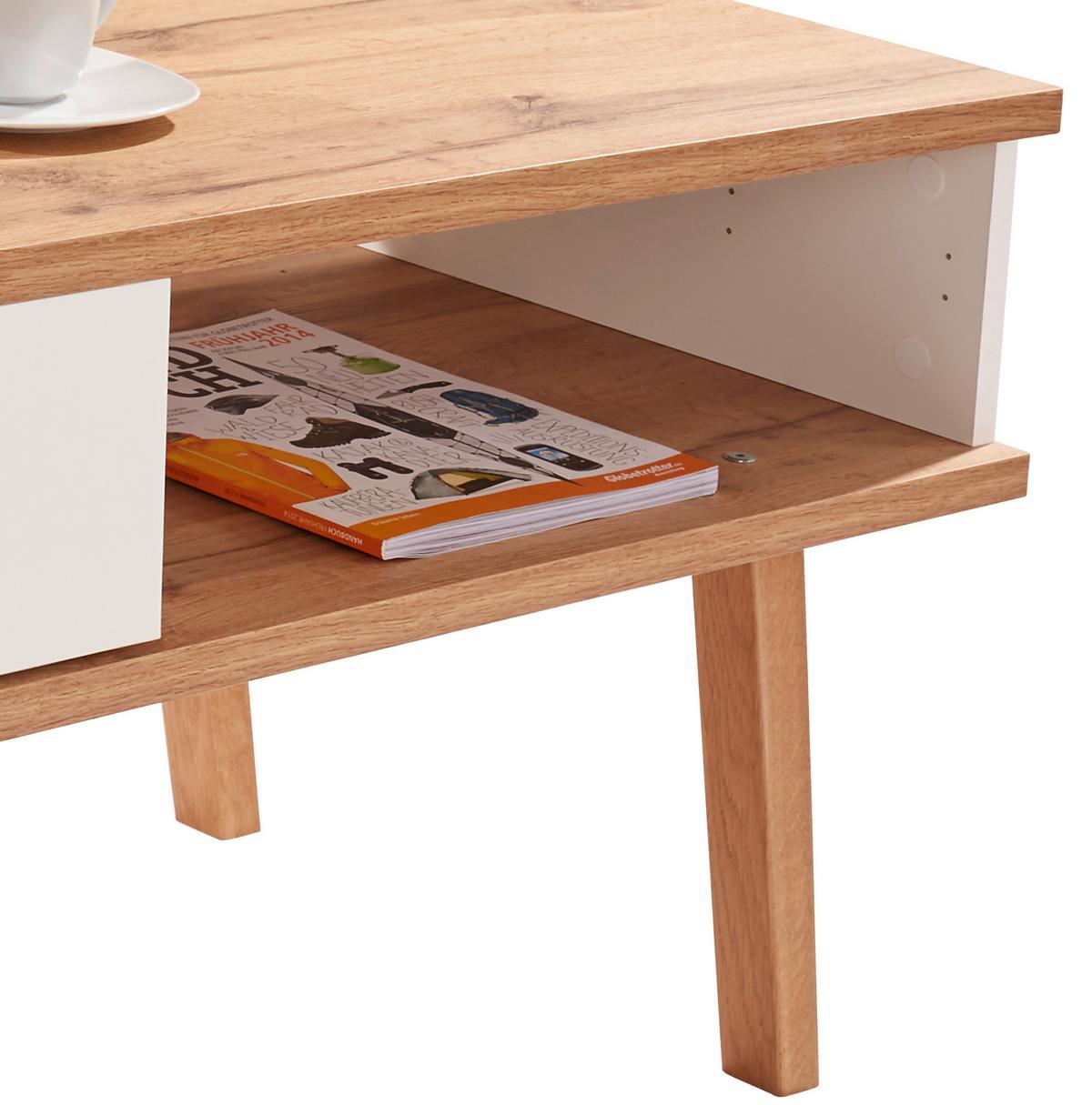 Couchtisch Holz mit Stauraum Turin 6, Weiß/ Eiche Dekor - Eichefarben/Weiß, MODERN, Holz/Holzwerkstoff (110/50/50cm)