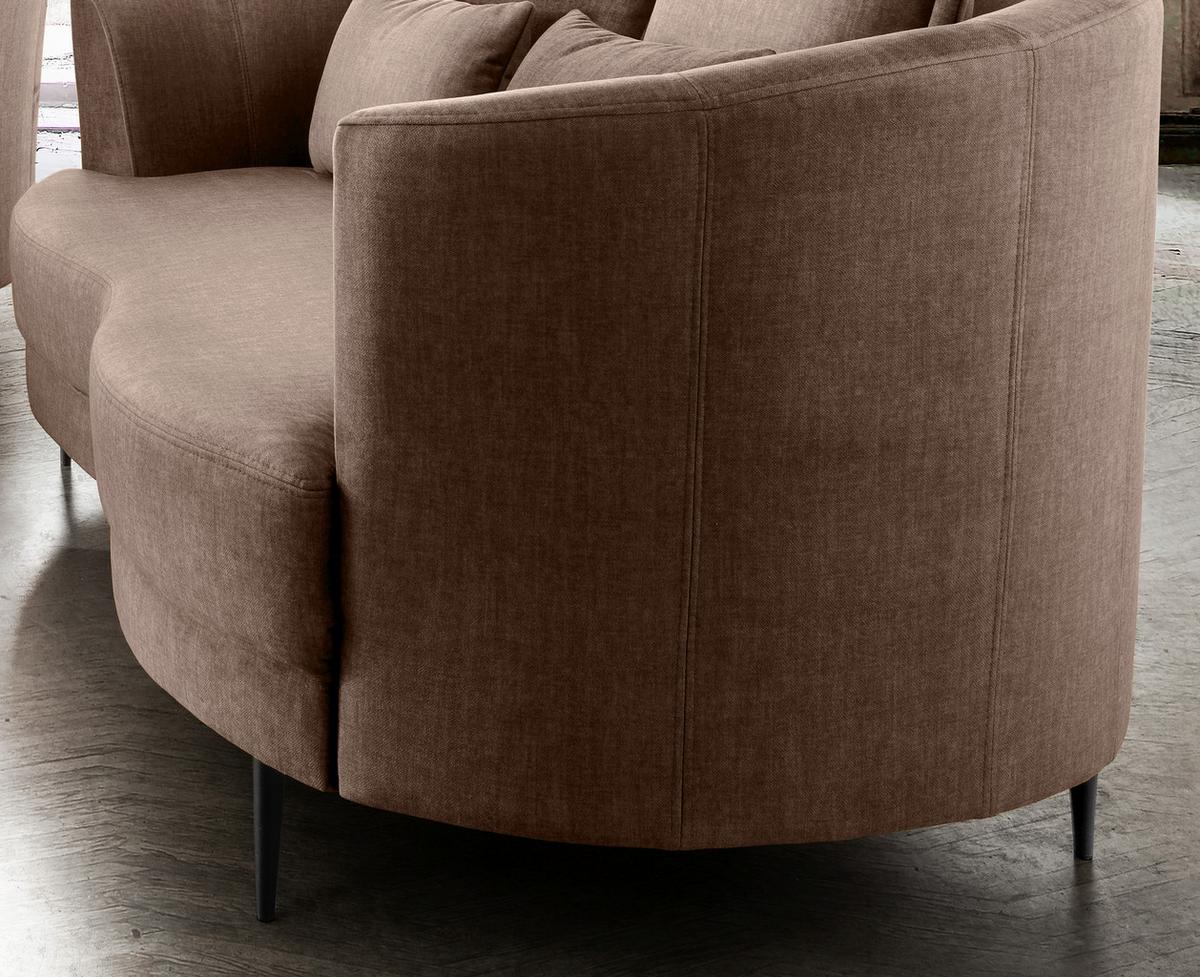 2-sitzer-sofa Hellbraun Velours, Rücken Echt B: 179 Cm - Hellbraun/Schwarz, MODERN, Textil (179/85/101cm) - Livetastic