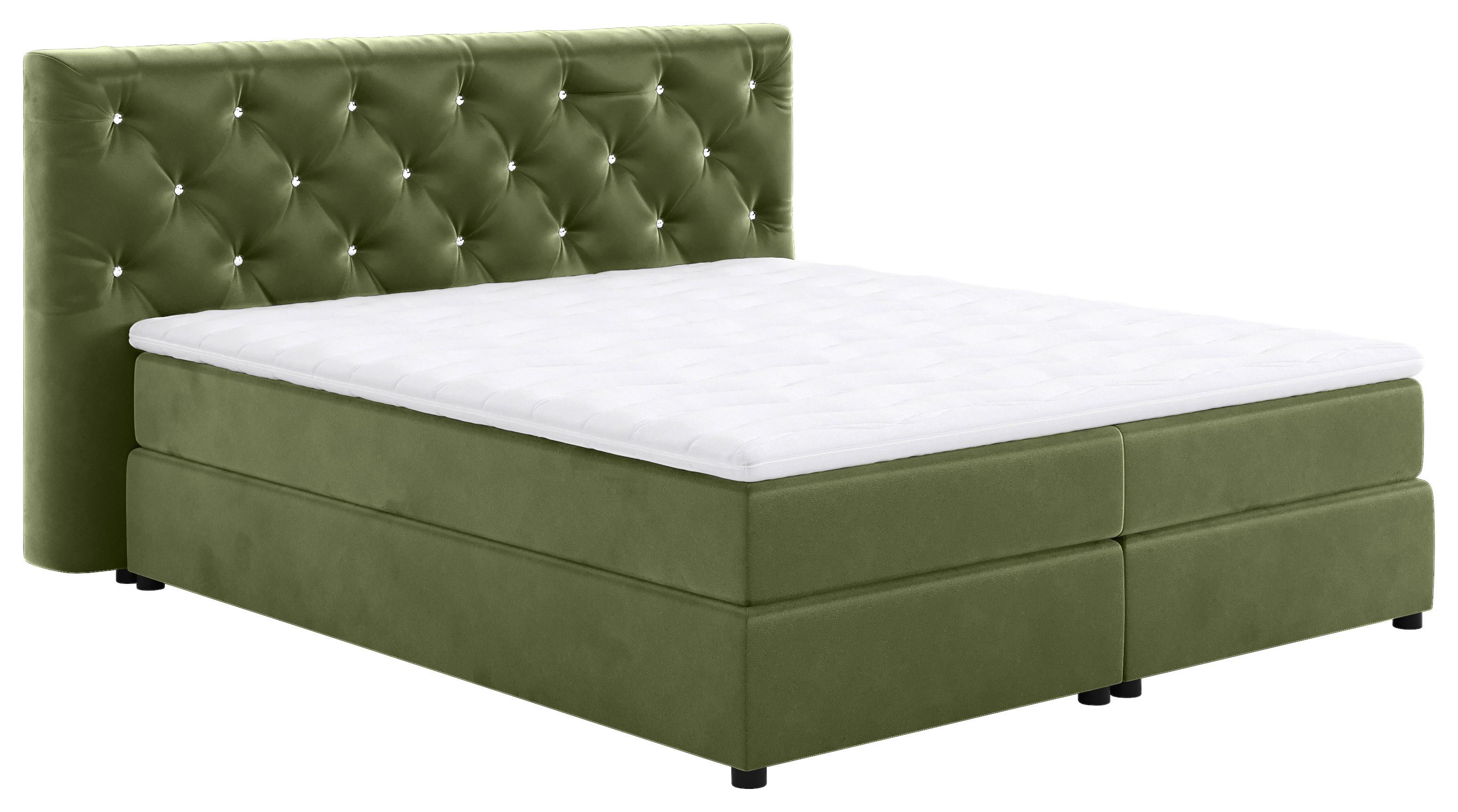 Boxspringbett Castle Grün Lxf: Ca. 160x200 Cm - Schwarz/Grün, Holzwerkstoff/Textil (160/200cm) - MID.YOU