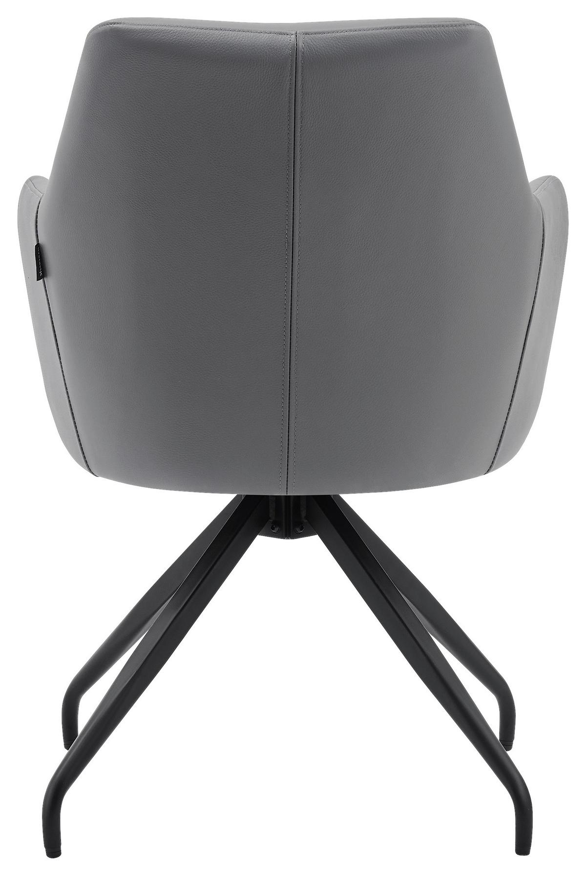 Armlehnstuhl Janette Grau/Schwarz B: 57,5 cm - Schwarz/Grau, MODERN, Leder/Holz (57,5/83,5/63cm) - Livetastic