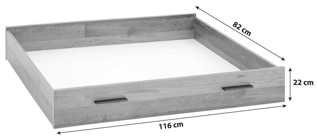 Bettkasten Johnny B: 116,4 cm Eiche Dekor mit Rollen - Eiche Artisan, MODERN, Holzwerkstoff (116,4/21,7/81,6cm)