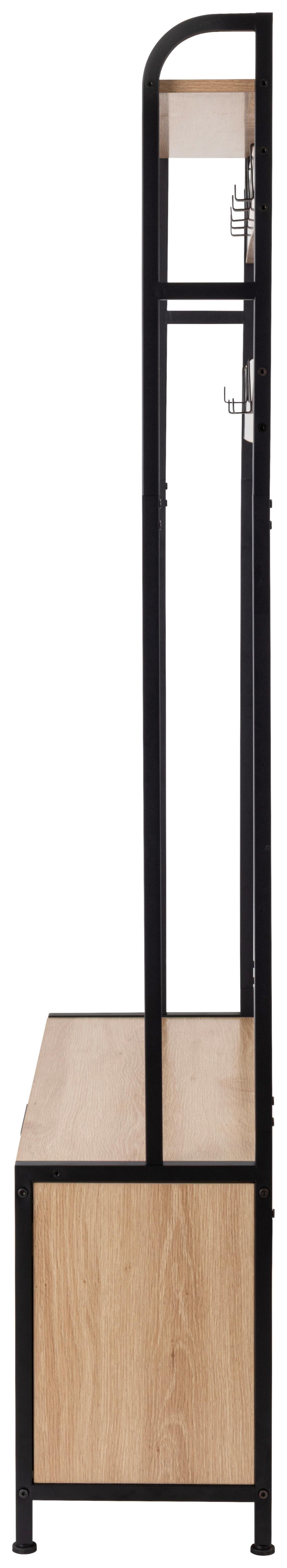 GARDEROBE Schwarz/Eichefarben B: 85cm - Eichefarben/Schwarz, Design, Holzwerkstoff/Metall (85/180/30cm) - MID.YOU