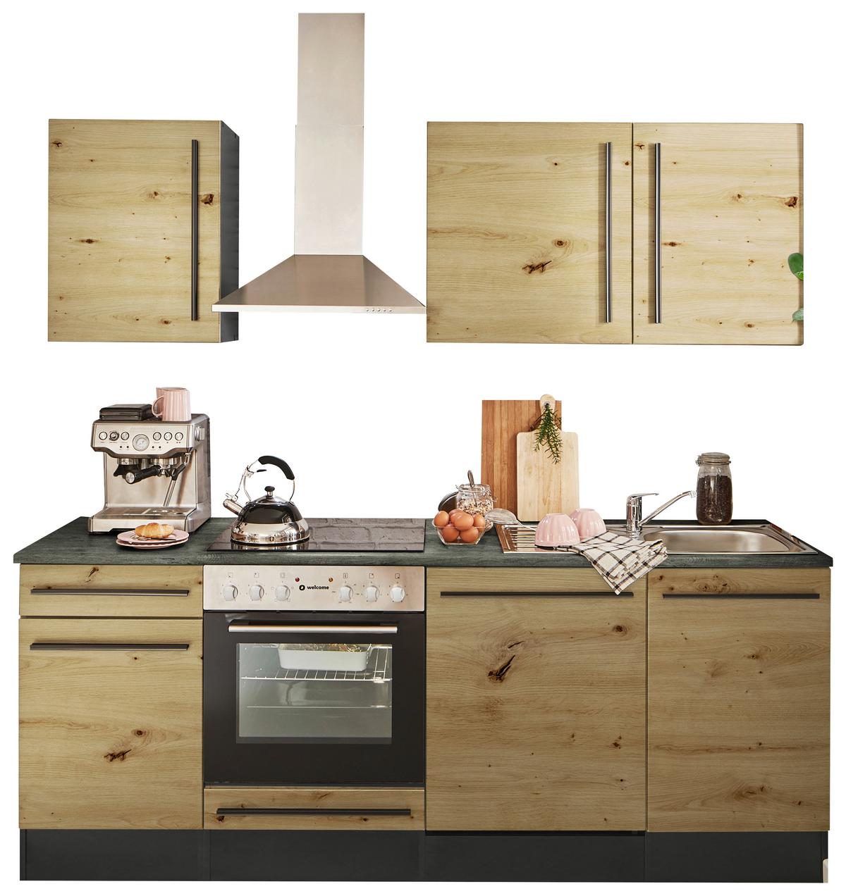 Kuchynský blok bez spotrebičov JAZZ 8 - černá/antracitová, Lifestyle, kompozitní dřevo/plast (220cm) - MID.YOU