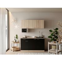 MINIKÜCHE Ingrid, Schwarz B: 150 cm - Eichefarben/Schwarz, Design, Holzwerkstoff (150cm) - Respekta