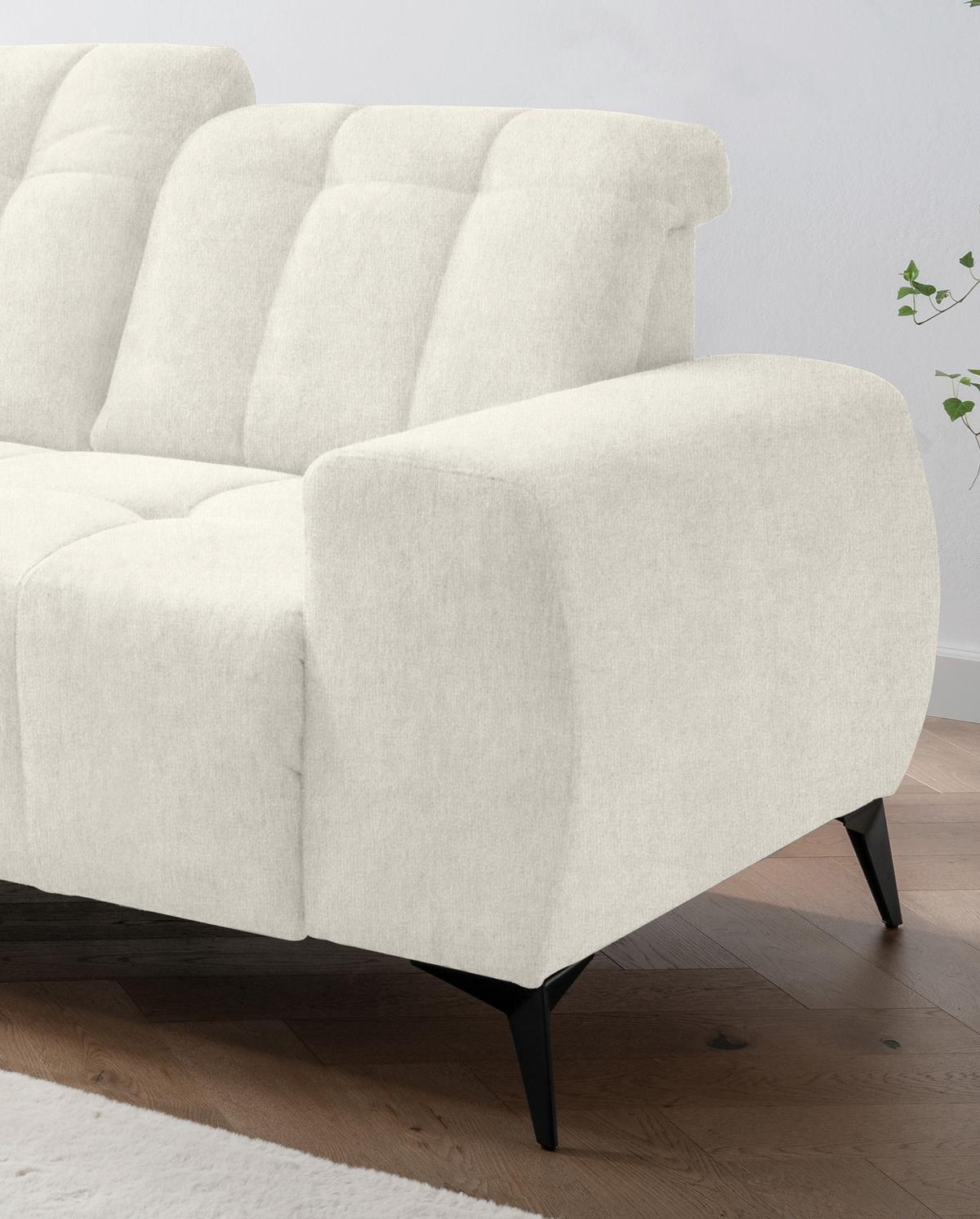 Ecksofa mit USB Anschluss Sano, Creme, S: 200x261 cm - Creme/Schwarz, MODERN, Textil (200/261cm) - Livetastic