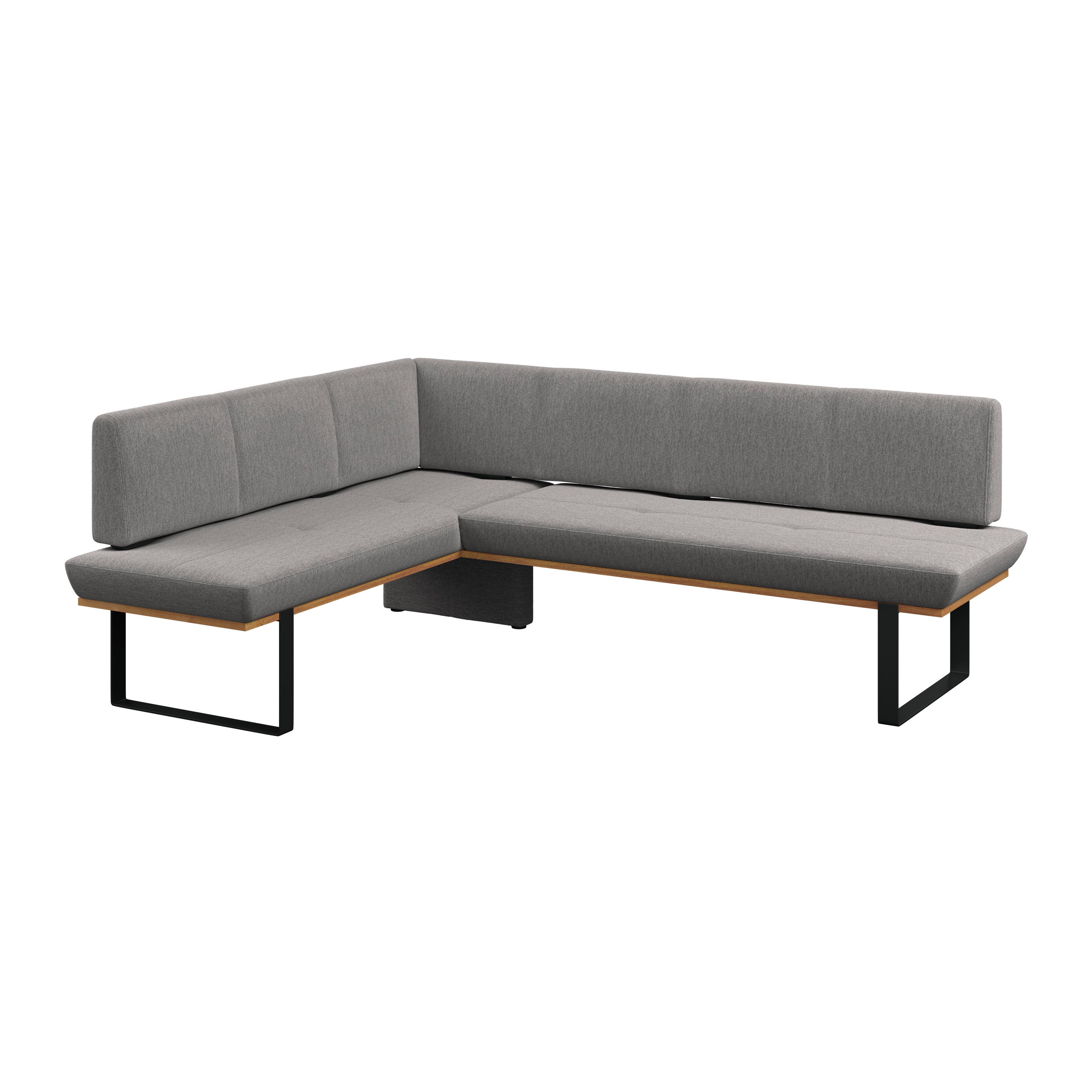 Eckbank Tristan Webstoff grau, S:175x225cm - Schwarz/Grau, MODERN, Holz/Textil (175/225cm) - James Wood