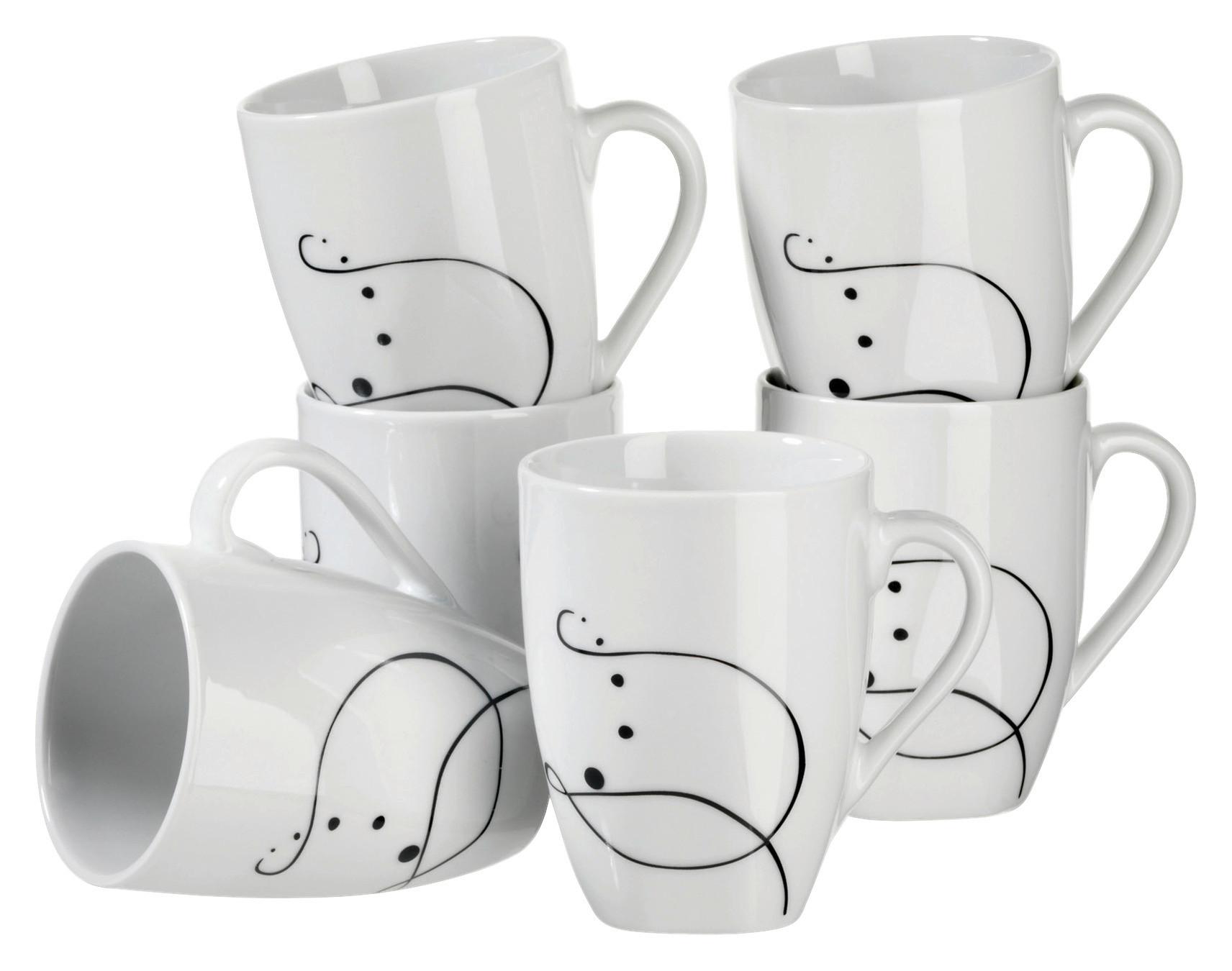 Kaffeebecherset Chanson Schwarz Weiß - Schwarz/Weiß, Basics, Keramik (30,5/22,4/14cm) - Mäser
