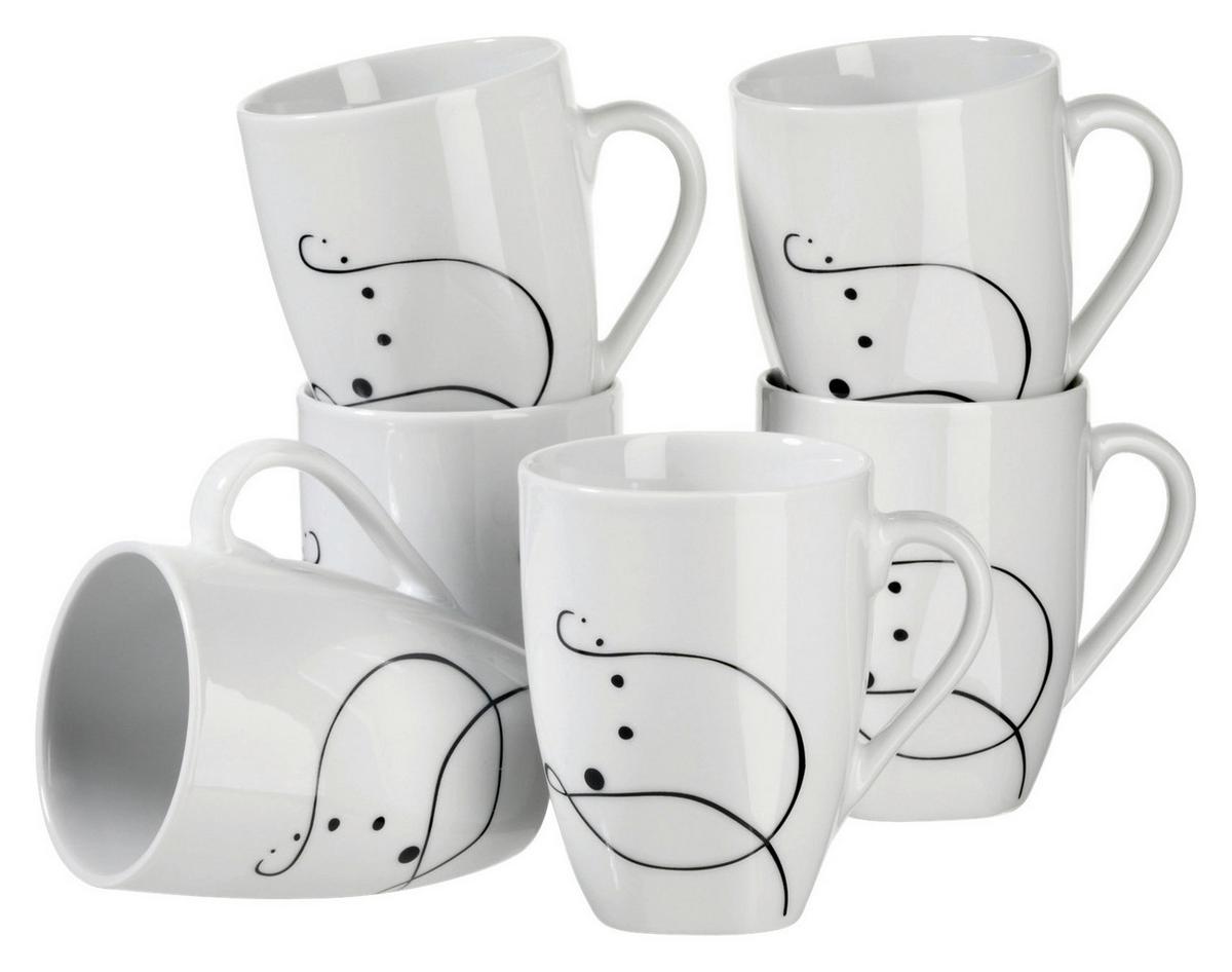 Kaffeebecherset Chanson Schwarz Weiß - Schwarz/Weiß, Basics, Keramik (30,5/22,4/14cm) - Mäser