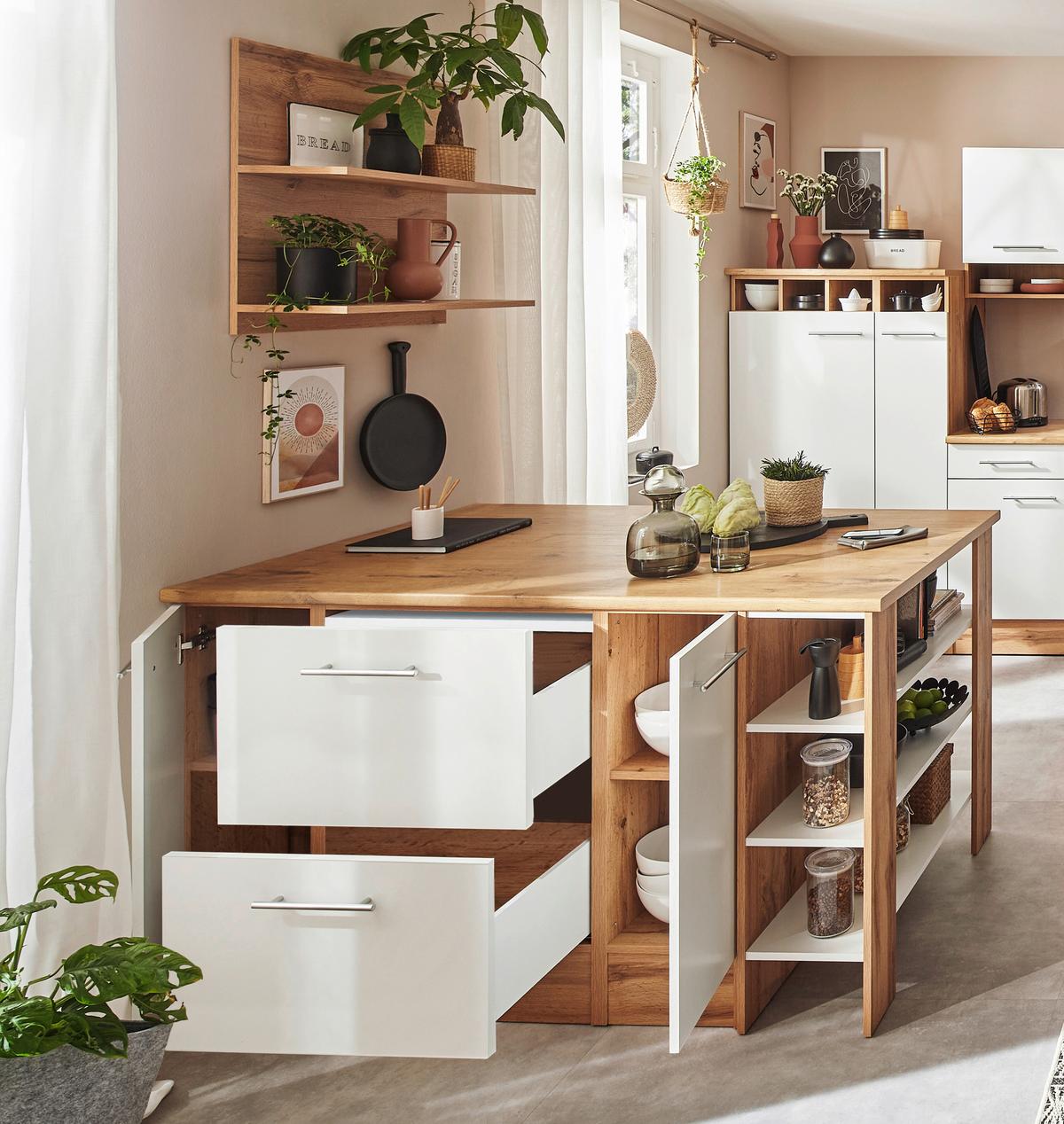 Kücheninsel Hilde Kücheninsel 150 Cm - Wildeiche/Weiß, Design, Holzwerkstoff (150/90/90cm) - Respekta