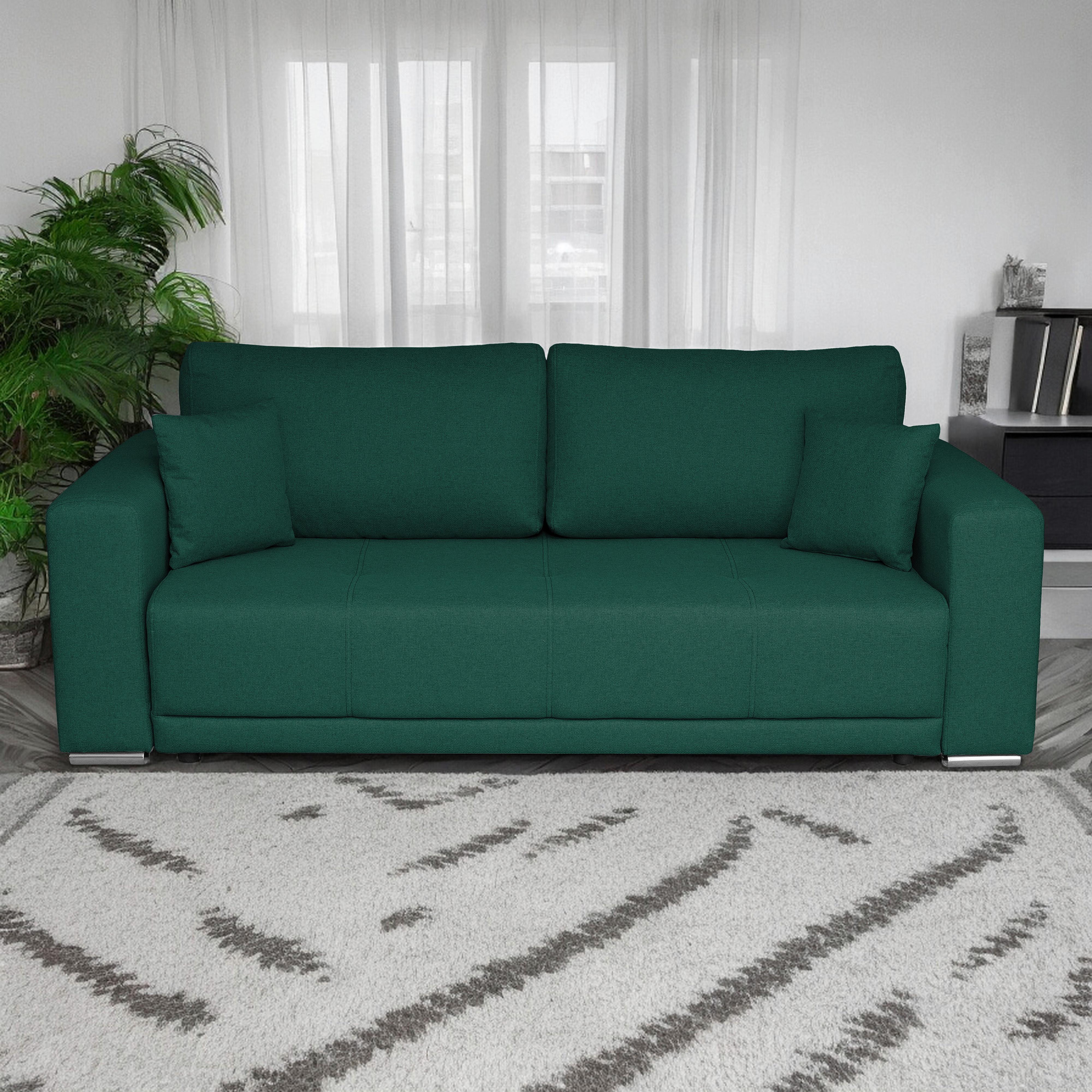 Schlafsofa Berna - Chromfarben/Dunkelgrün, Design, Textil (238/77/108cm) - P & B