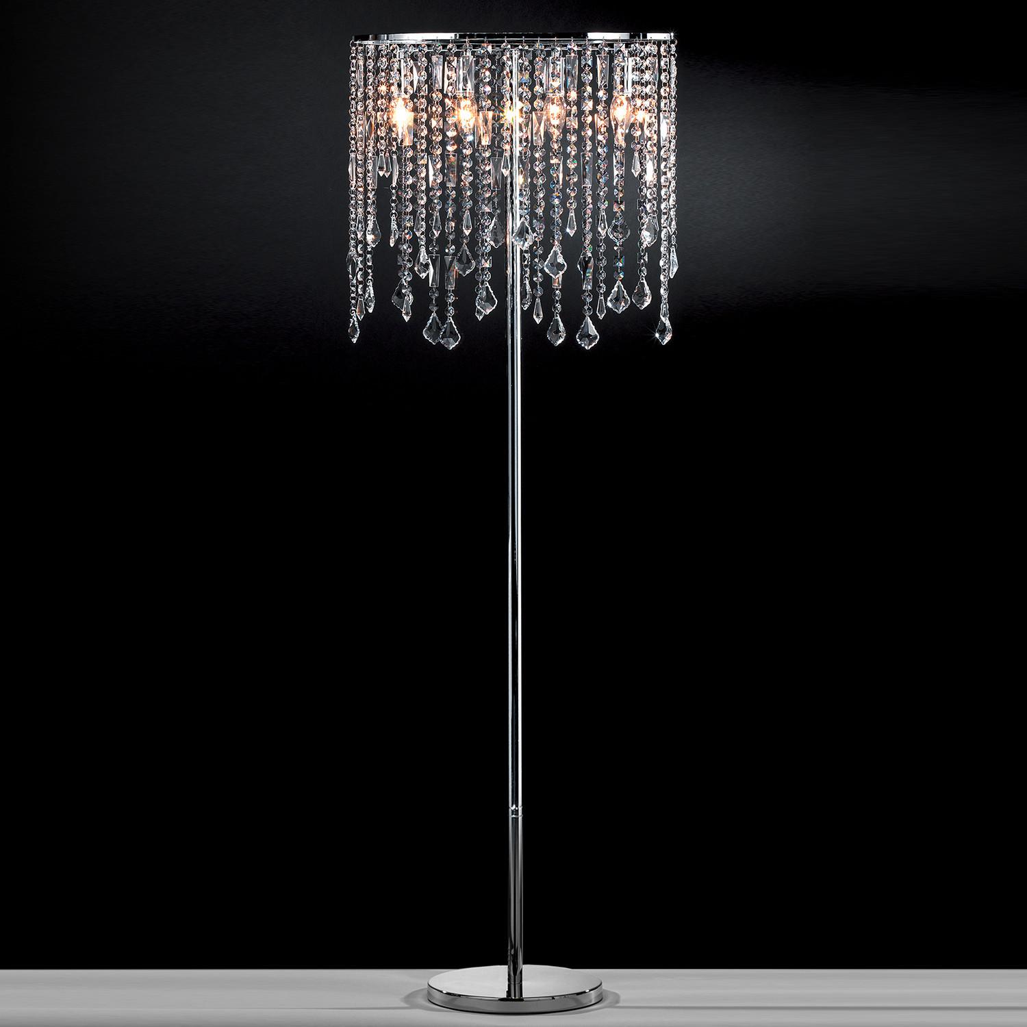 Stehleuchte Chromfarben Hellgrau L: 50 cm - Chromfarben/Hellgrau, Design, Glas/Kunststoff (50/30/158cm)