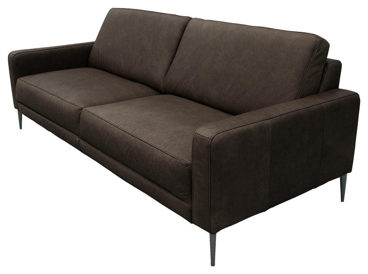 3-Sitzer-Sofa Spring, Fango B: - Fango/Schwarzchrom, Design, Leder (187/85/92cm) - Livetastic