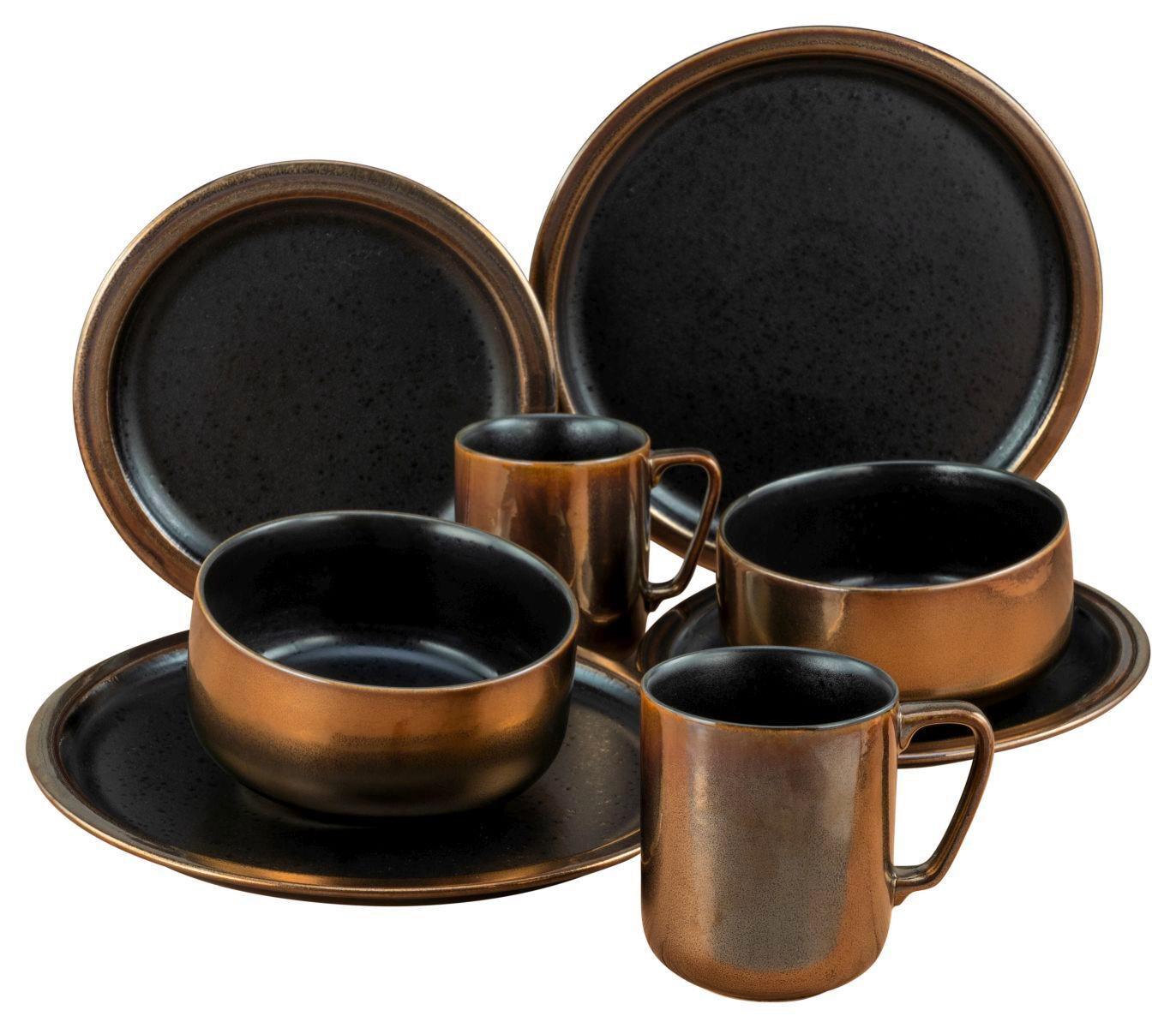Kombiservice Modern Industrial - Goldfarben/Schwarz, Basics, Keramik (37.5/23/30.5cm) - Creatable