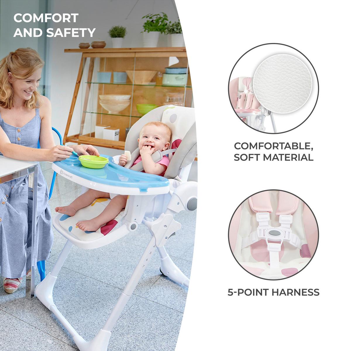 Hochstuhl Yummy Bunt, B/H/T: 55,5x105x84,5cm - Multicolor/Rosa, Basics (55.5/105/84.5cm) - Kinderkraft