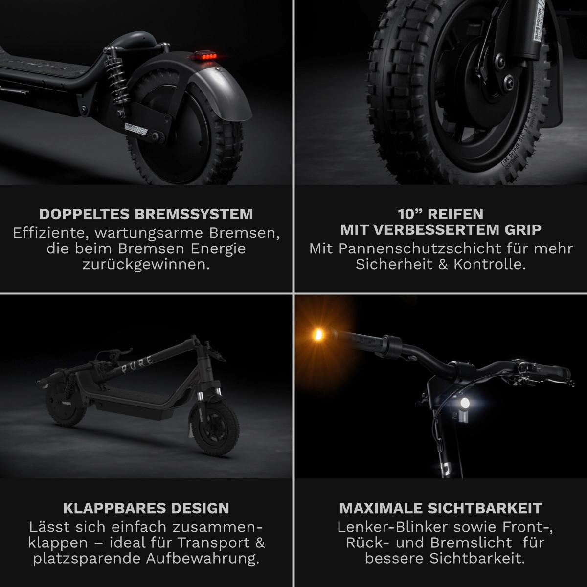 Elektroscooter CS-PURE-AIR6-PP -MG, StVO Konform - Schwarz, Basics, Metall (69/120/123cm)
