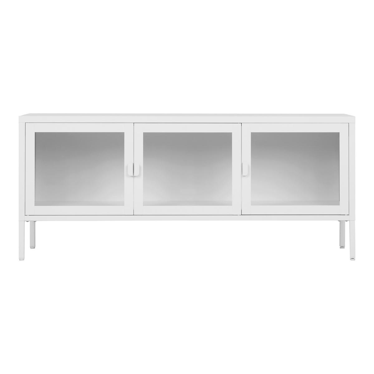 Lowboard Brisbane Weiß B: 130cm - Transparent/Weiß, Design, Glas/Metall (130/40/55cm) - MID.YOU
