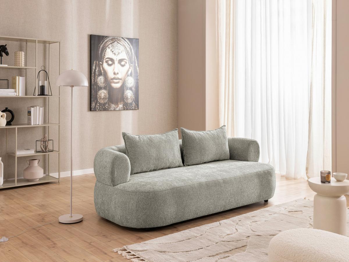 3-Sitzer-Sofa Ferro Hellgrau B: 200 cm - Hellgrau/Schwarz, Design, Textil (200/76/96cm) - Livetastic