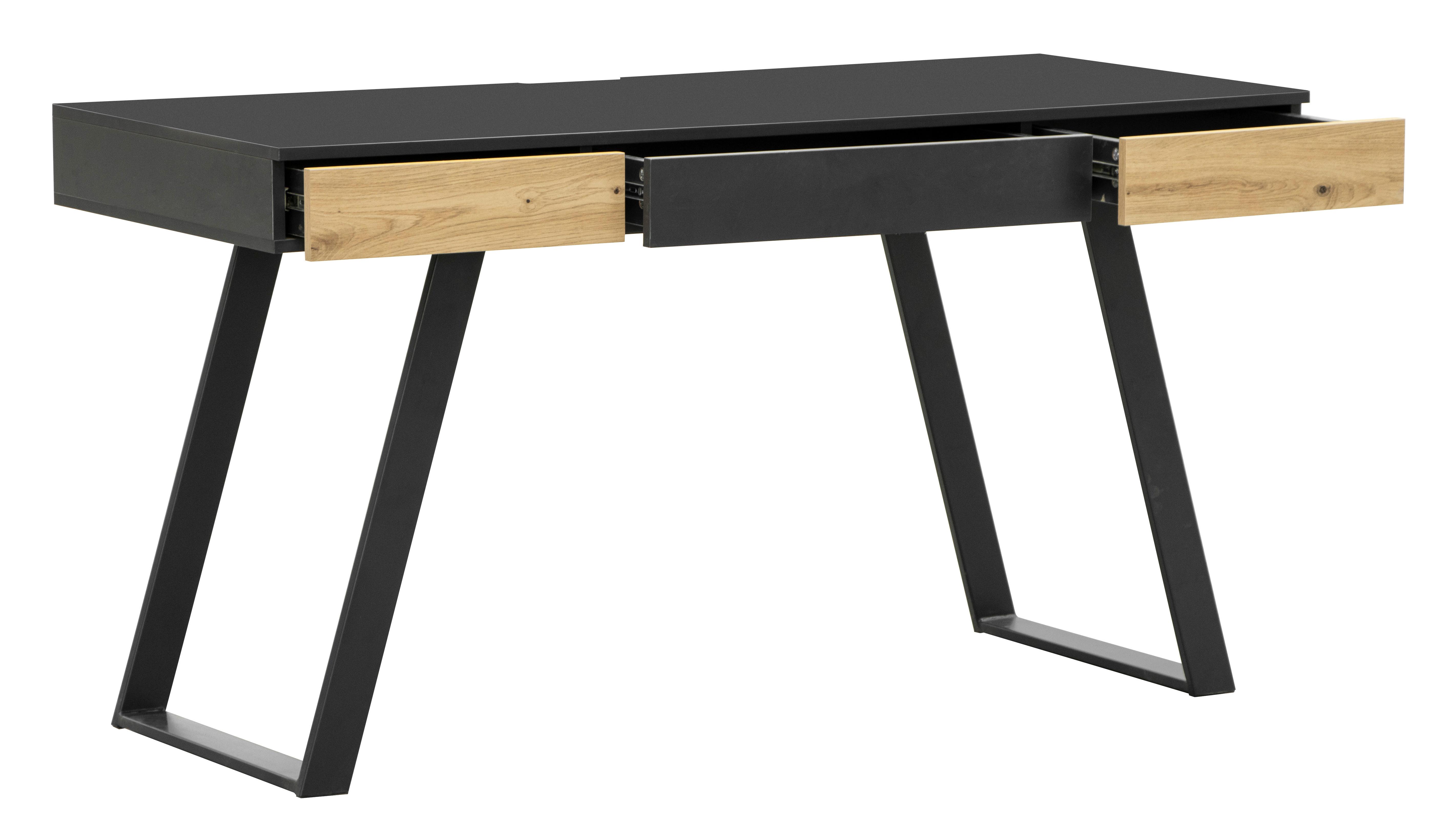 Schreibtisch B 140cm H 60cm Eichefarben/Grau Viola - Eichefarben/Grau, MODERN, Holzwerkstoff/Metall (140/60/76cm) - MID.YOU