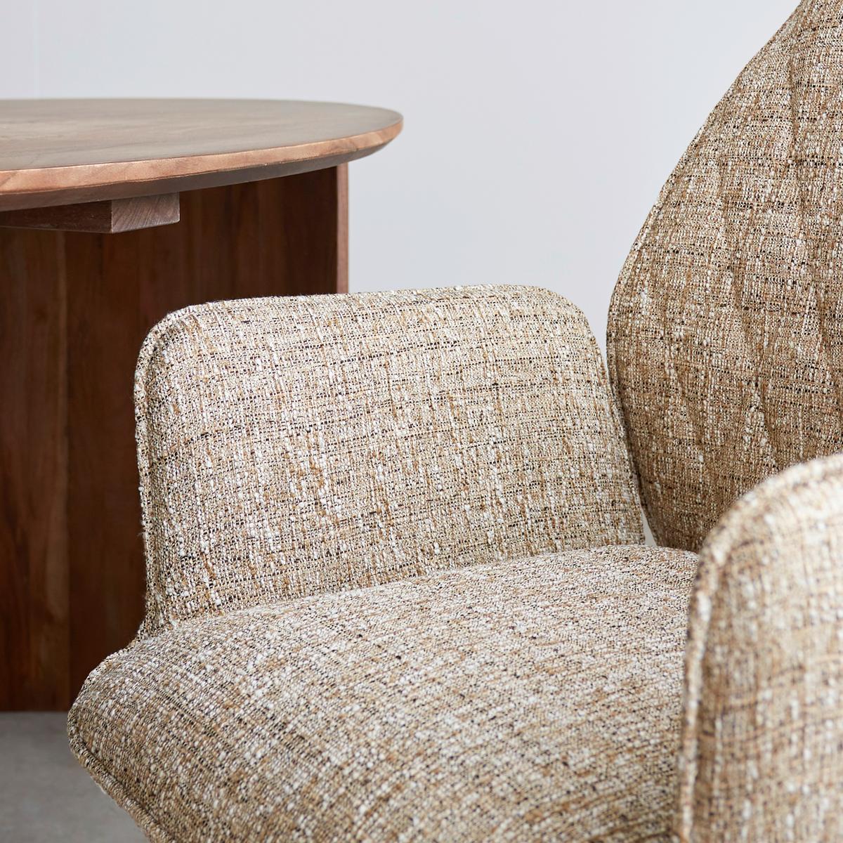 Armlehnstuhl-set Donny Beige B: 57,5 Cm - Beige/Schwarz, MODERN, Textil/Metall (57,5/92/52cm) - MID.YOU