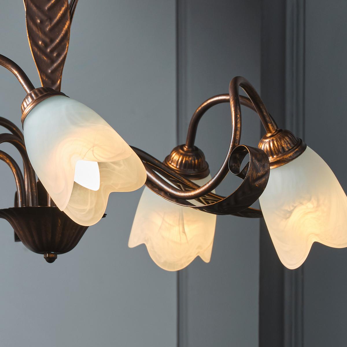 Kronleuchter 4240/5 - Bronzefarben, Basics, Glas/Metall (70/100cm)