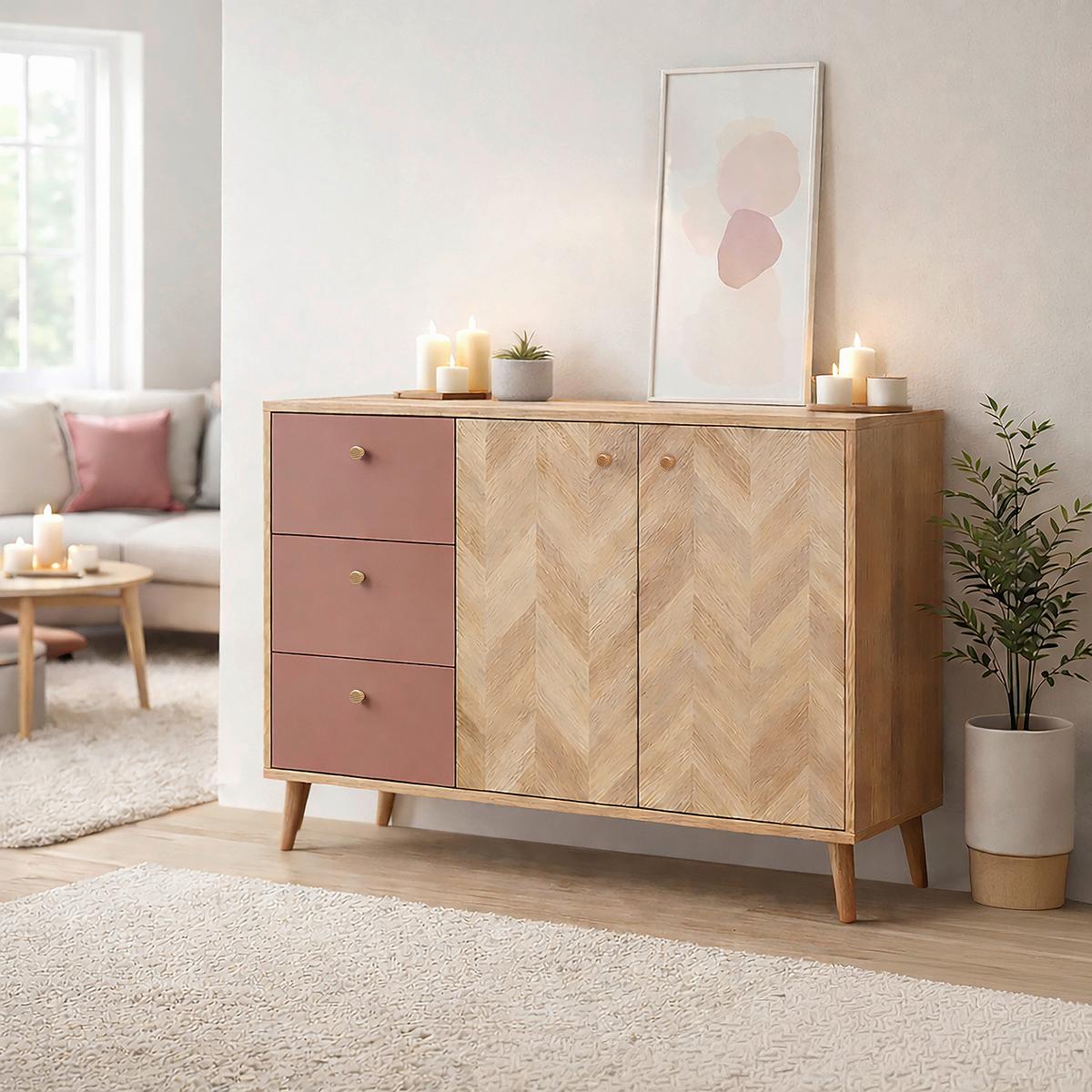 Sideboaard Visby Eichefarben/Mauve B: 109cm - Eichefarben/Mauve, Design, Holzwerkstoff (109/73,9/33,05cm) - MID.YOU