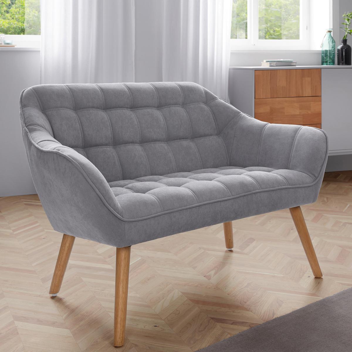 Dvojmiestna pohovka Monique, svetlosivá - svetlosivá, Modern, drevo/textil (127/76/74,5cm) - Bessagi Home