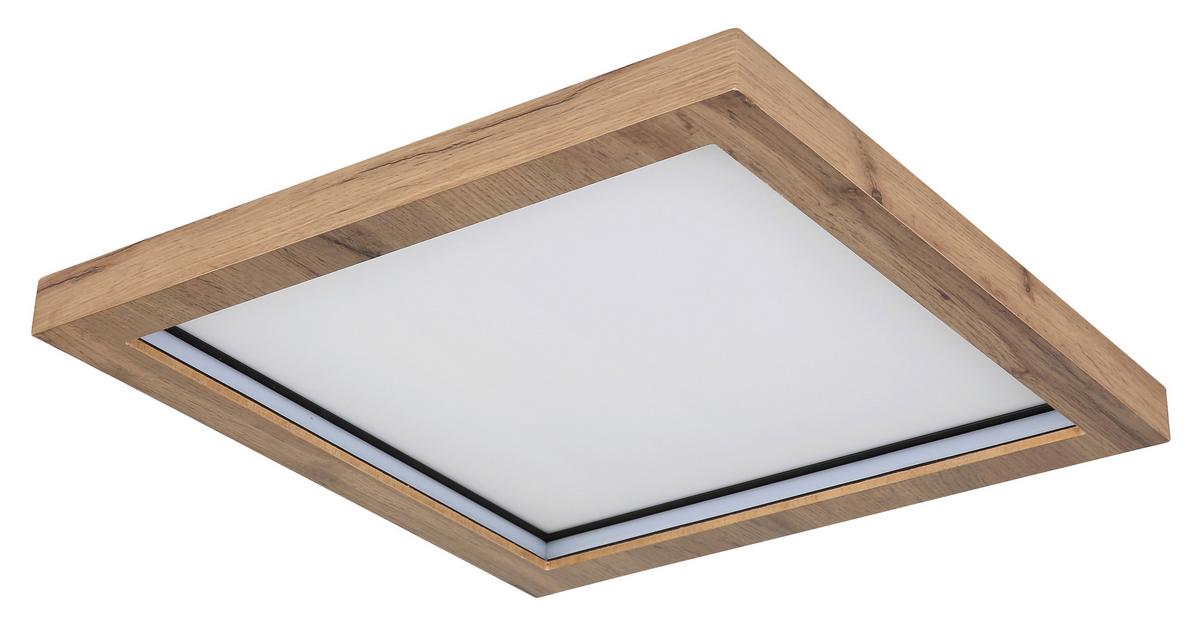 LED-Deckenleuchte 41374-24 - Dunkelbraun/Opal, Natur, Holzwerkstoff/Kunststoff (40/40/6,5cm) - Globo
