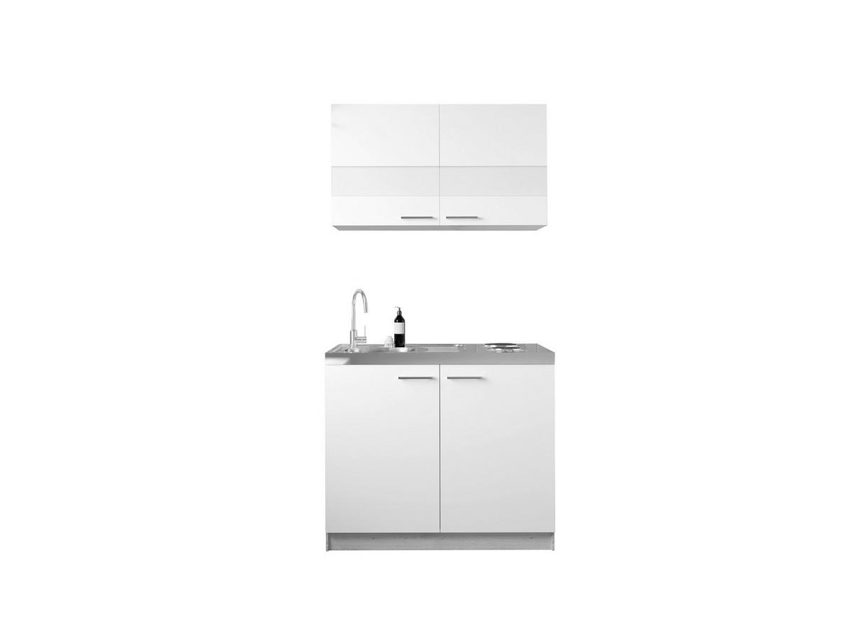 Miniküche Merle Weiß/Eiche Dekor B:100cm - Eichefarben/Weiß, Basics, Glas/Holzwerkstoff (100cm) - Respekta