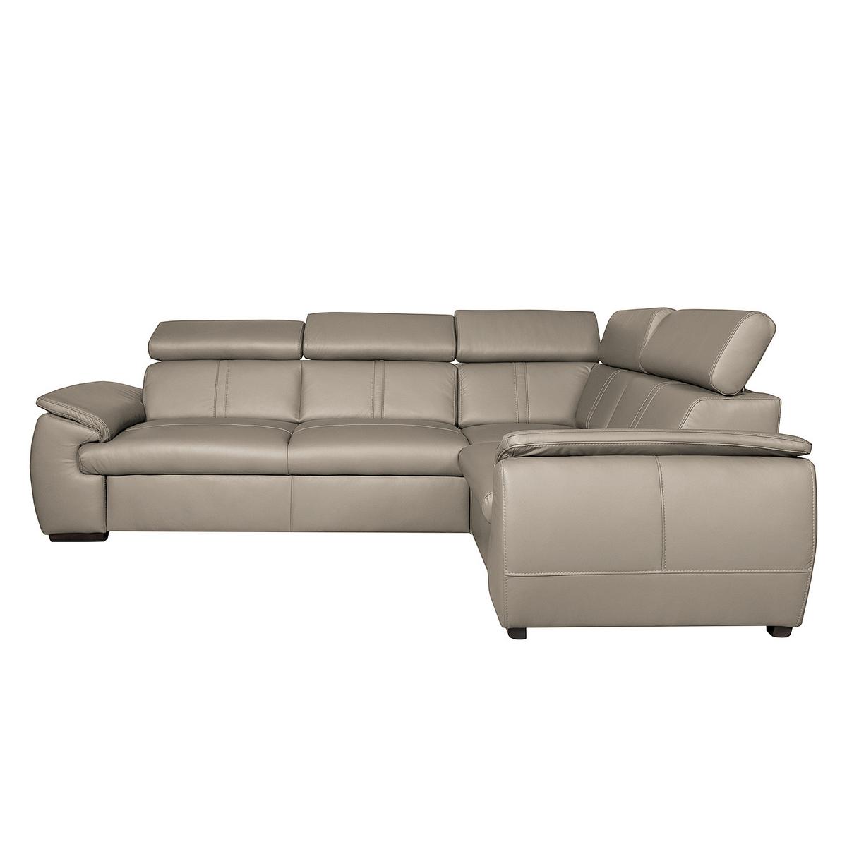 Ecksofa City Hellgrau S: 265x193 Cm - Wengefarben/Hellgrau, Design, Leder (265/193cm) - Livetastic