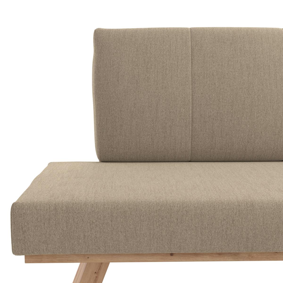 Eckbank Emma Ii Webstoff Beige, B: 140 Cm - Eichefarben/Beige, KONVENTIONELL, Holzwerkstoff/Textil (160/140cm)