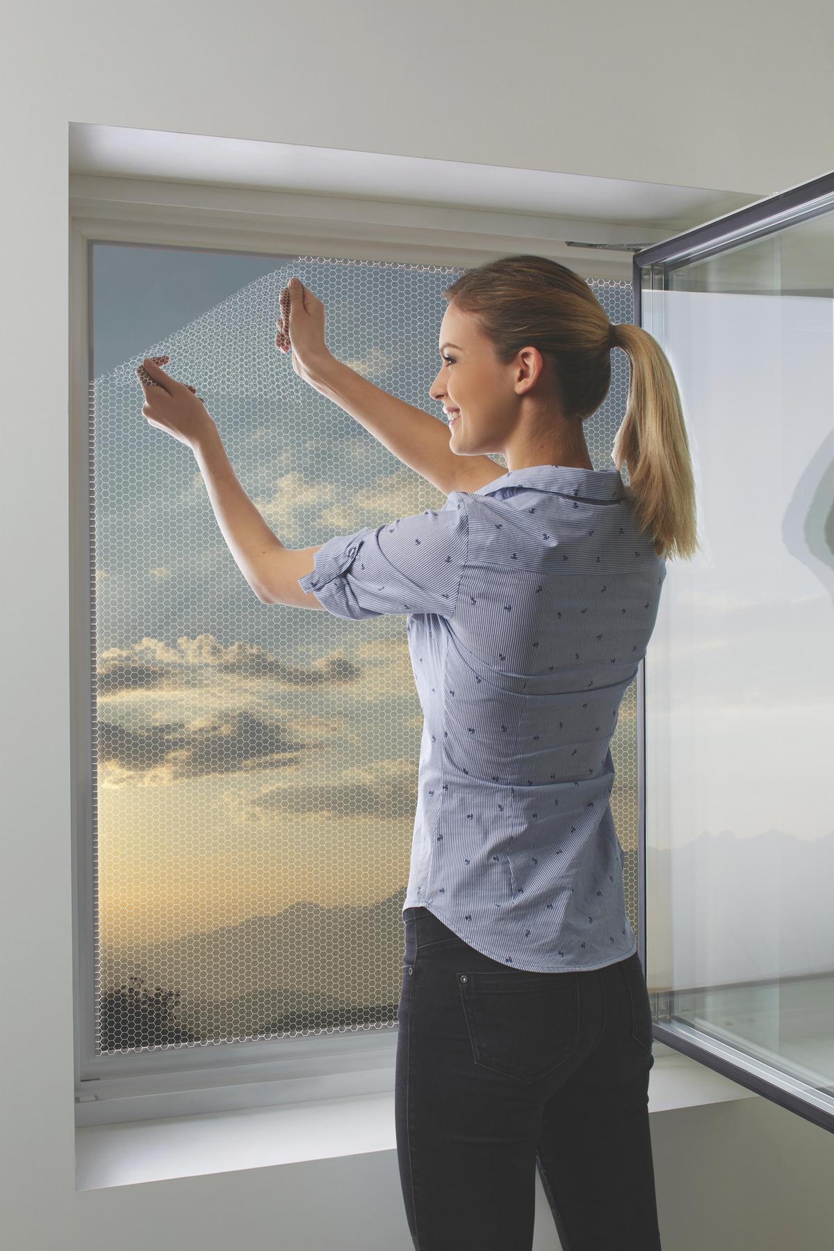 Fliegengitter Fenster 130x150 cm Weiß mit Klettband - Weiß, KONVENTIONELL, Textil (130/150cm)