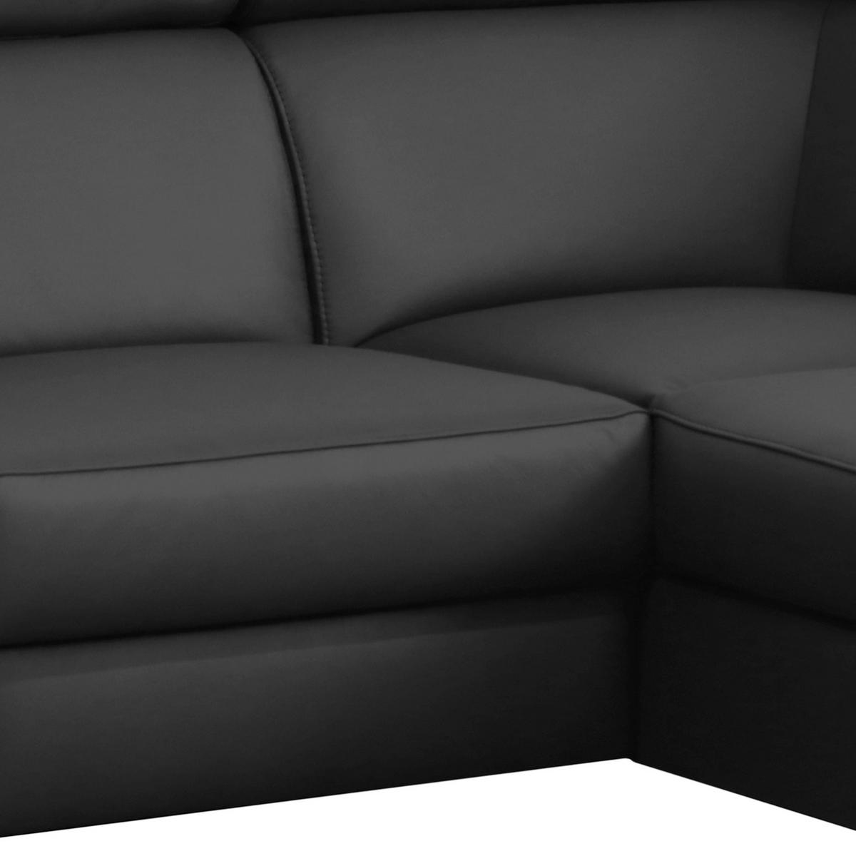 Ecksofa Lince Schwarz S: 257x197 Cm - Chromfarben/Schwarz, Design, Leder/Textil (257/197cm) - Livetastic