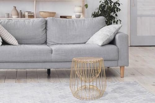 Bestelltisch Malibu Braun/messingfarben - Messingfarben/Braun, Basics, Stein/Metall (50/50/51cm) - Kayoom