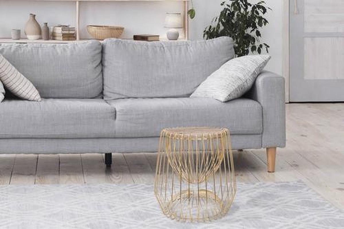 Bestelltisch Malibu Braun/Messingfarben - Messingfarben/Braun, Basics, Stein/Metall (50/50/51cm) - Kayoom