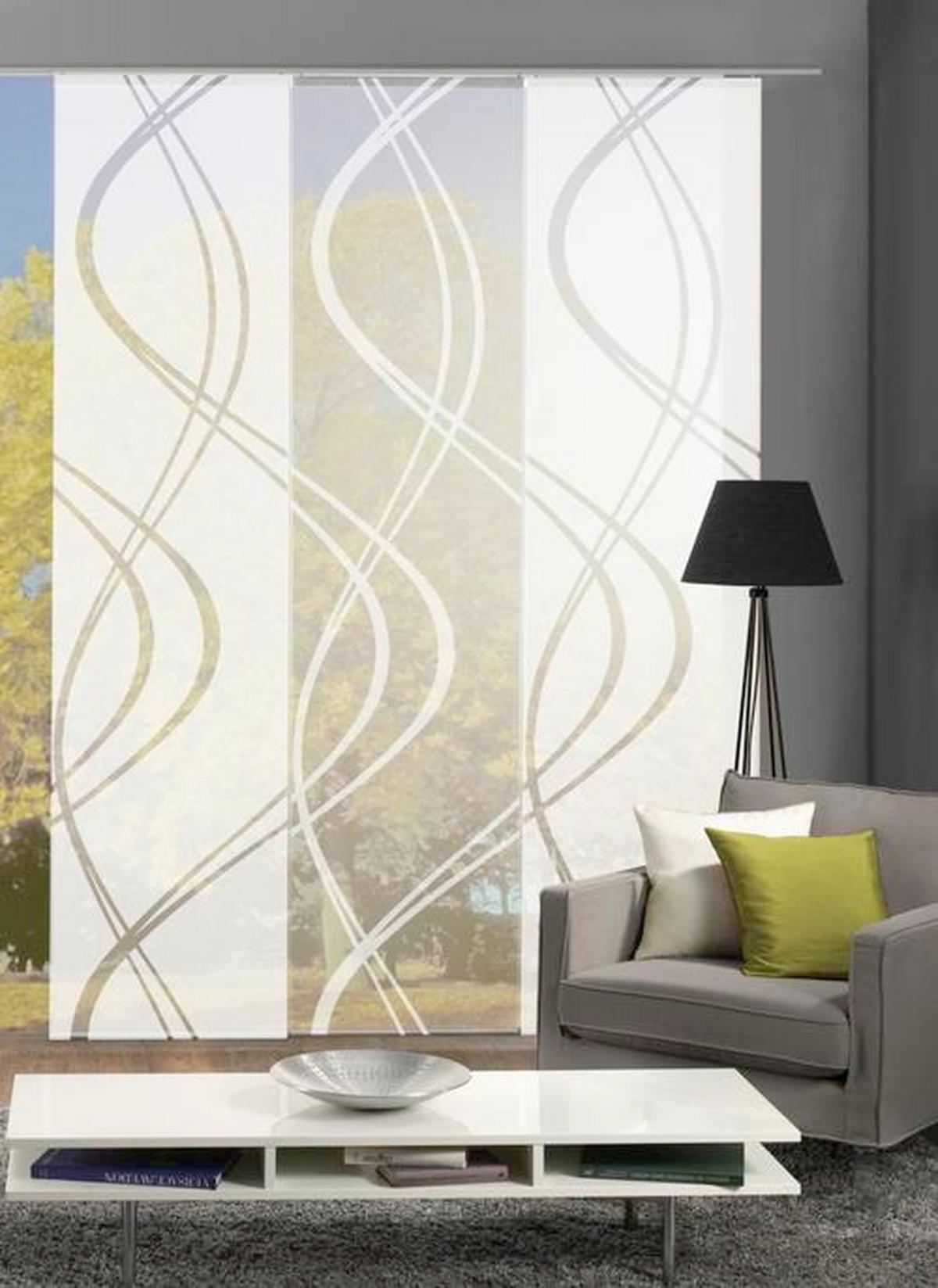 Flächenvorhang 4-Tlg. Tiberio B: 60 cm, Weiß Halbtransparent - Weiß, MODERN, Textil (60/245cm)