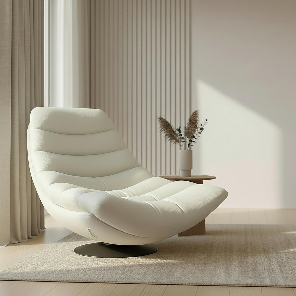 Relaxační křeslo LENA, bílá, max. 140 kg - bílá/černá, Moderní, kov/textil (85/82/113cm) - Bessagi Home