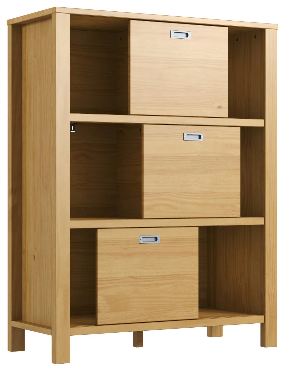 Könyvesszekrény Tolóajtókkal Eterno - natúr színű, Konventionell, faalapú anyag/fa (100/130/43cm) - Livetastic