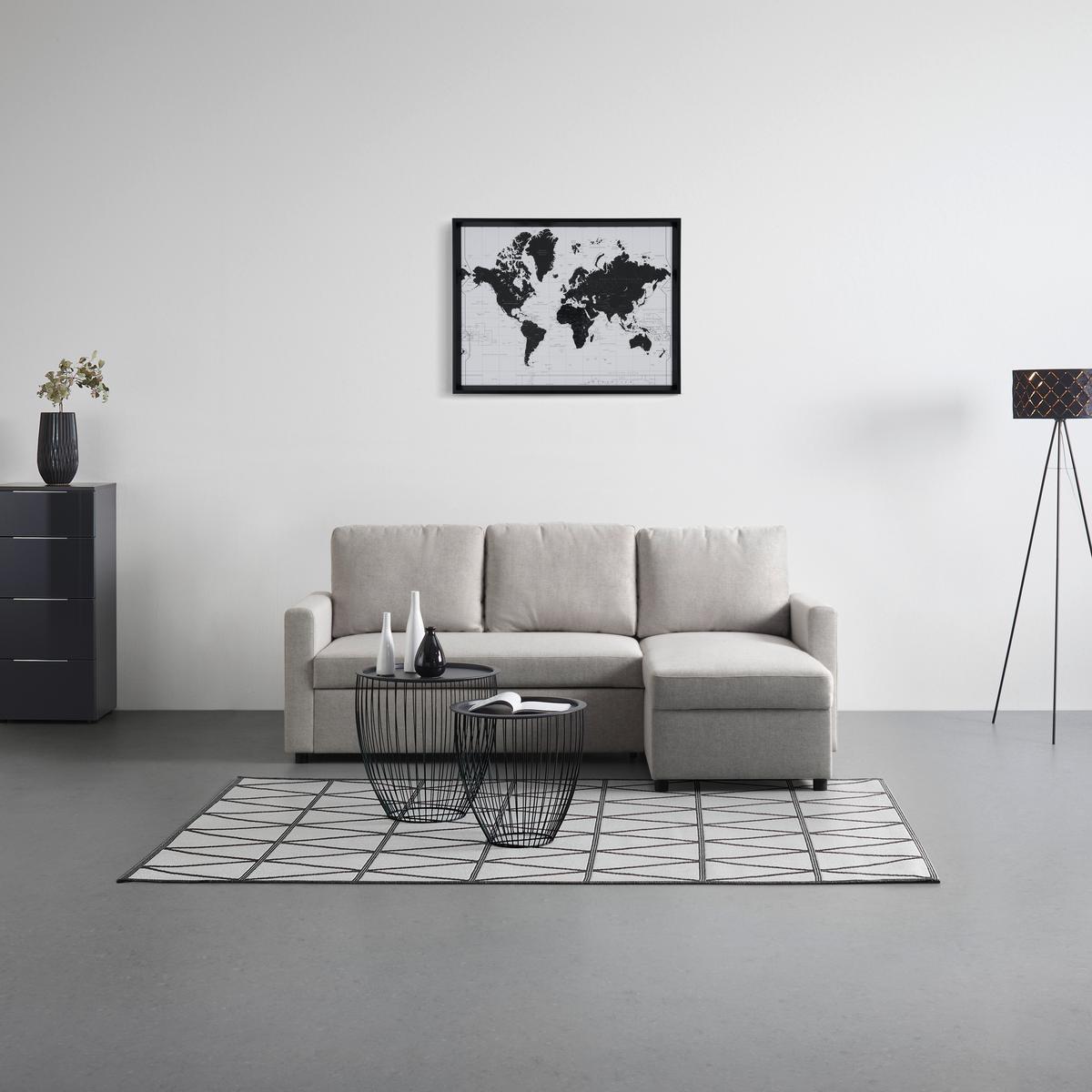 Rohová sedačka VICTORIA, oboustranná, světle šedá - šedá/černá, Moderní, kov/dřevo (215/82/145cm) - P & B