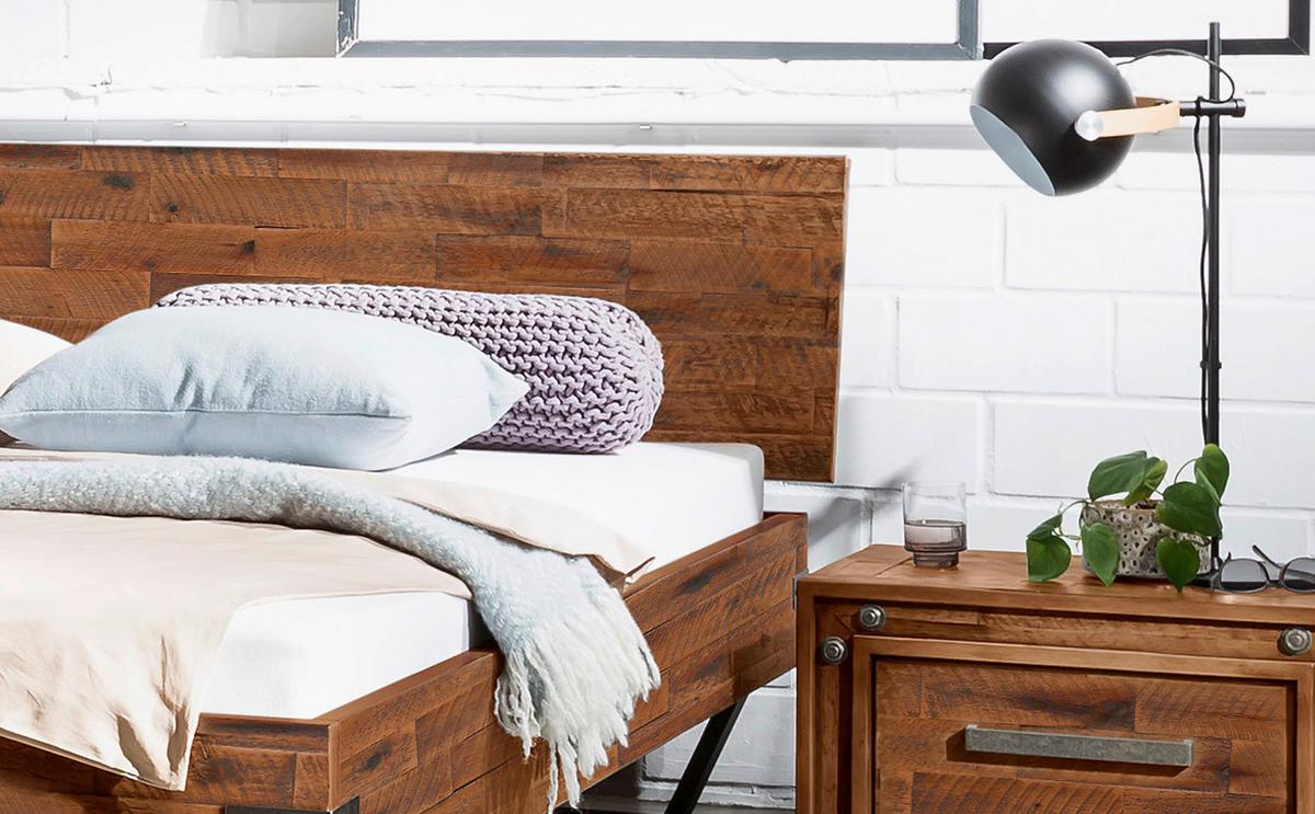 Bett Ezzo Anthrazit Braun 140x200 Cm - Anthrazit/Braun, MODERN, Holz (140/200cm) - Hasena