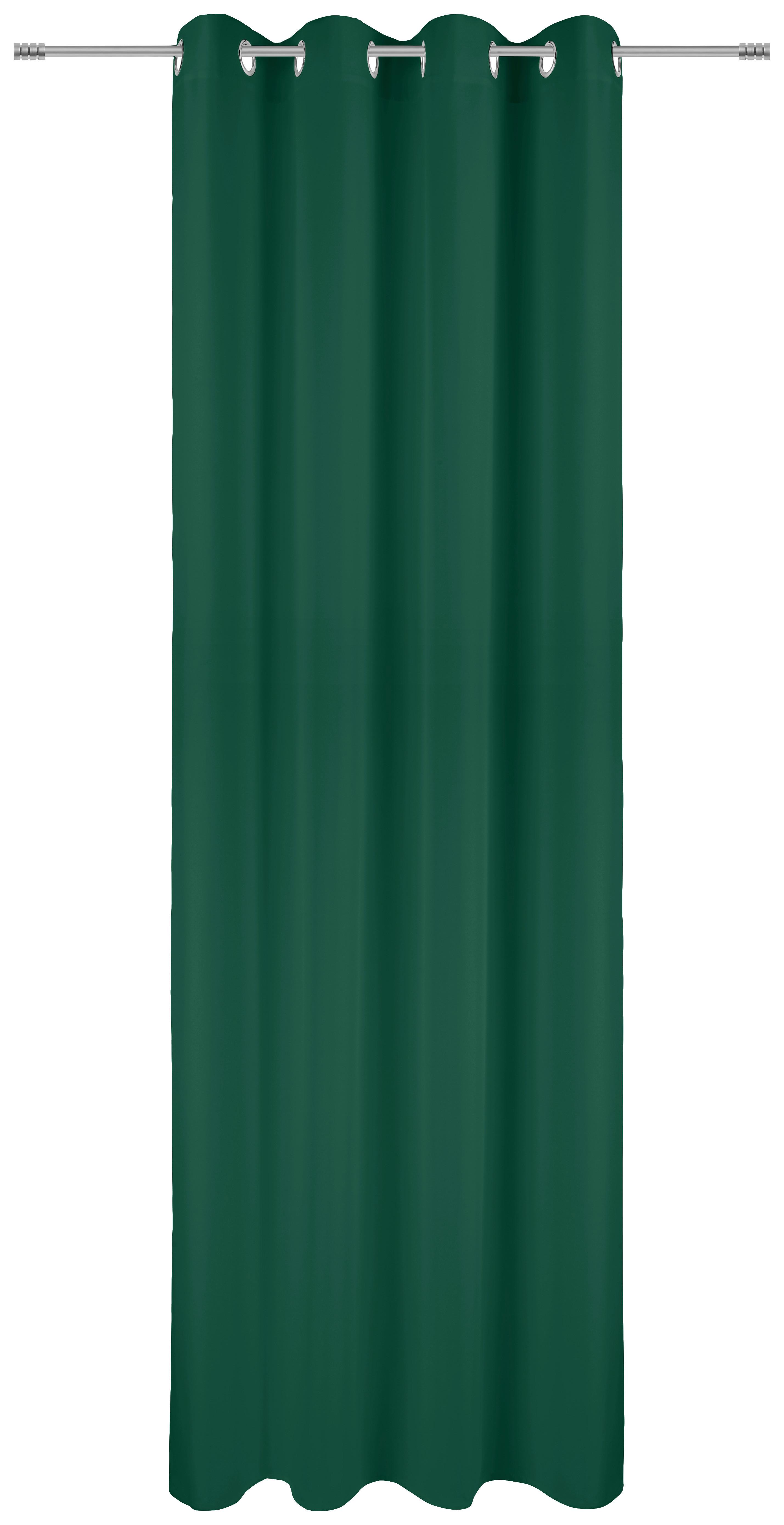 Ösenvorhang Caro - Dunkelgrün, KONVENTIONELL, Textil (140/245cm) - Ondega